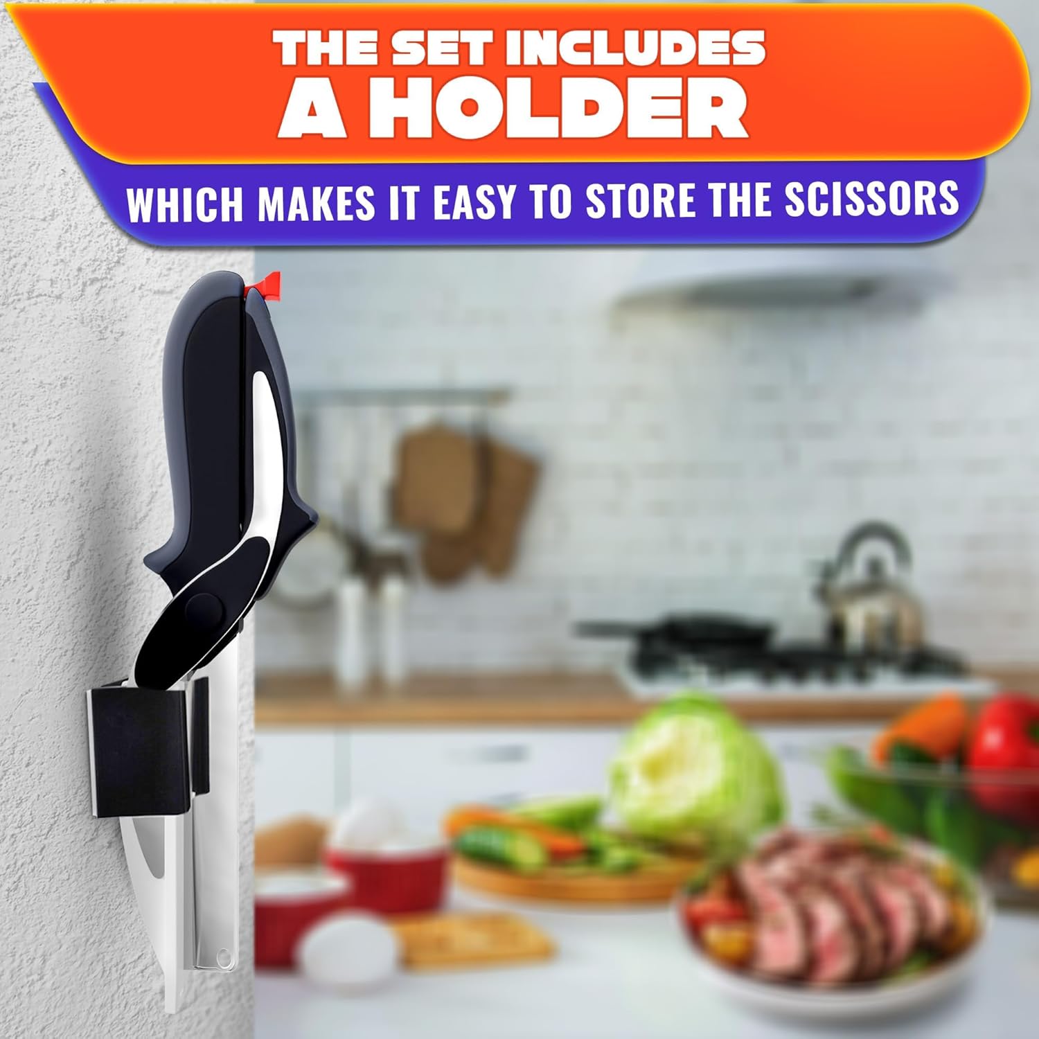 Kitchen Scissors for Food – 2-in-1 Cutting Board Scissors & Tomato Knife with Locking Mechanism & Stainless Steel Blades – Multifunctional Kitchen Shears for Effortless Chopping - Image 9
