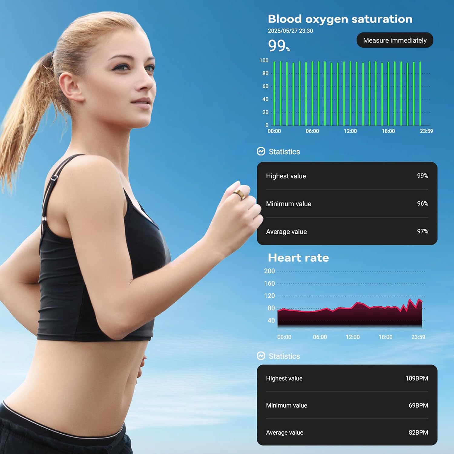 Smart Fitness Ring for Women Men - Activity & Health Tracker Ring with Heart Rate/Pressure/Sleep/Steps/Blood Oxygen Monitoring, 10ATM Waterproof for iPhone and Android, No Subscription Fee (10#) - Image 4