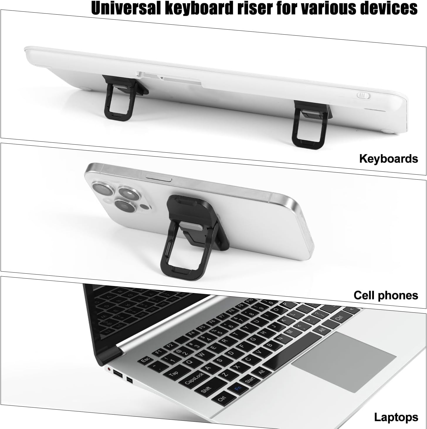 2pcs Flip Computer Keyboard Stand for Desktop, Mini Laptop Cooling Leg Rack Invisible Heightened Dual Tilted Adjustable Keyboard Feet Riser Ergonomic Office Desk Accessories for Notebook (Black) - Image 7