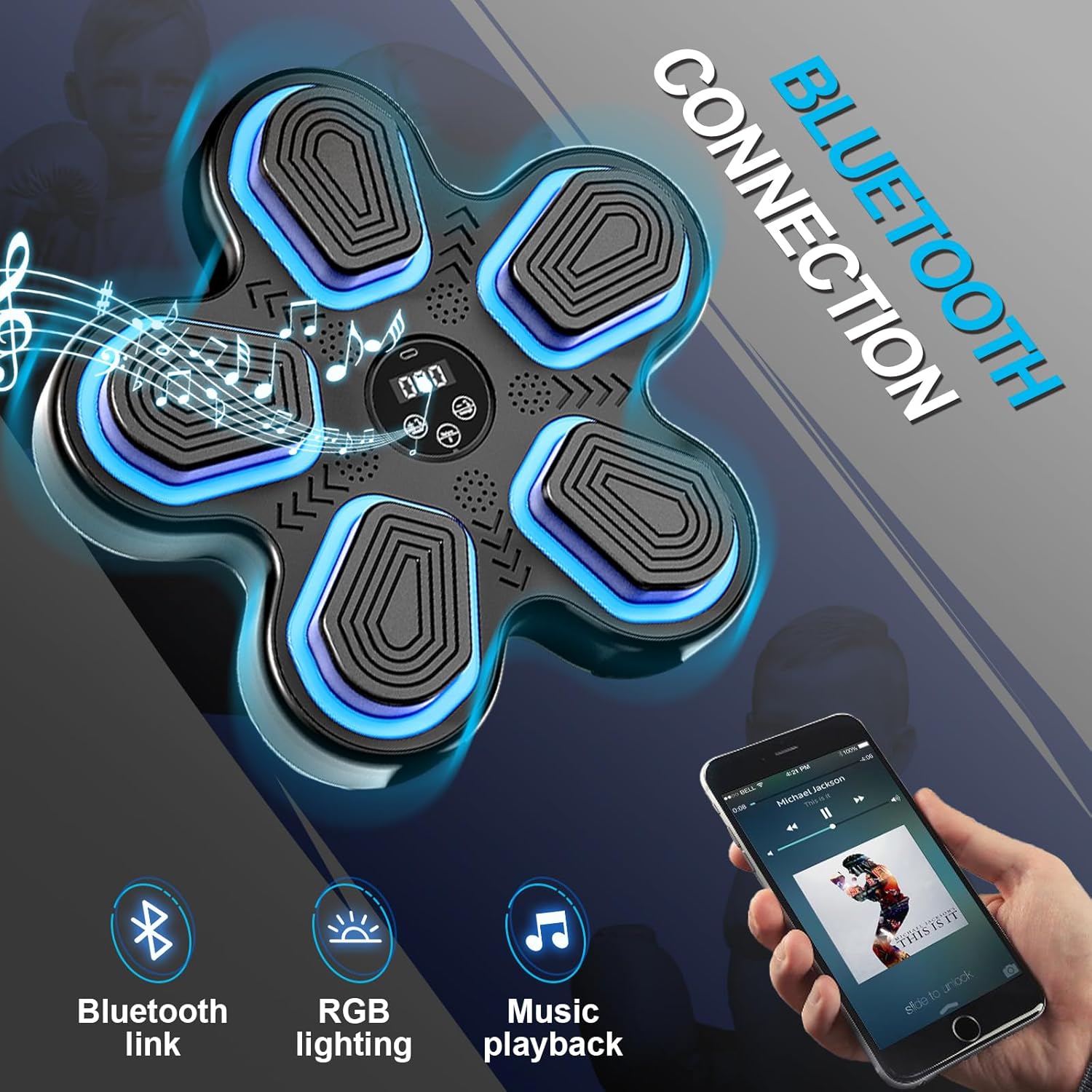 2025 Music Boxing Machine for Kids and Adults Wall Mounted Bluetooth Smart Punching Target Toys Equipment with Gloves Workout Punching Machine for Home,Office and Gym - Image 4