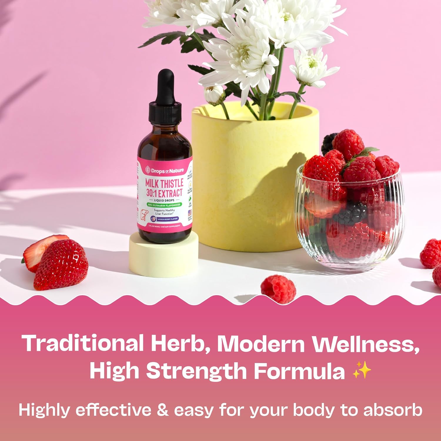 Milk Thistle Supplement Liquid Drops with 80% Silymarin Flavonoids – Vegan, Organic Milk Thistle Extract – Easily Mix with Tea Daily for Antioxidant Properties, Liver, Immune Care (Mixed Berry, 60 mL) - Image 7