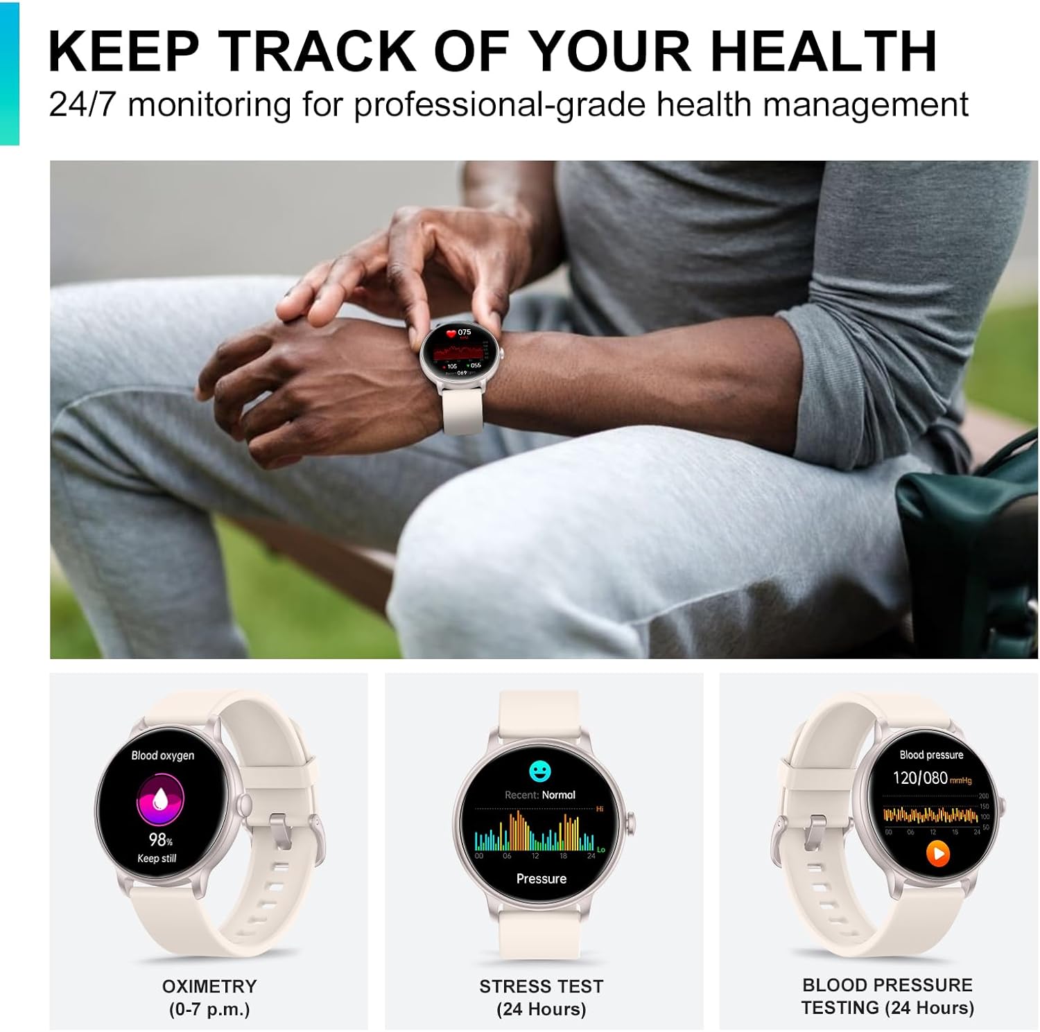 Smart Watch, 1.43'' AMOLED Smart Watches for Men Women (Answer/Make Call), Fitness Tracker with Heart Rate/Sleep Monitor, IP68 Waterproof Activity Tracker, Pedometer for Android iOS - Image 5
