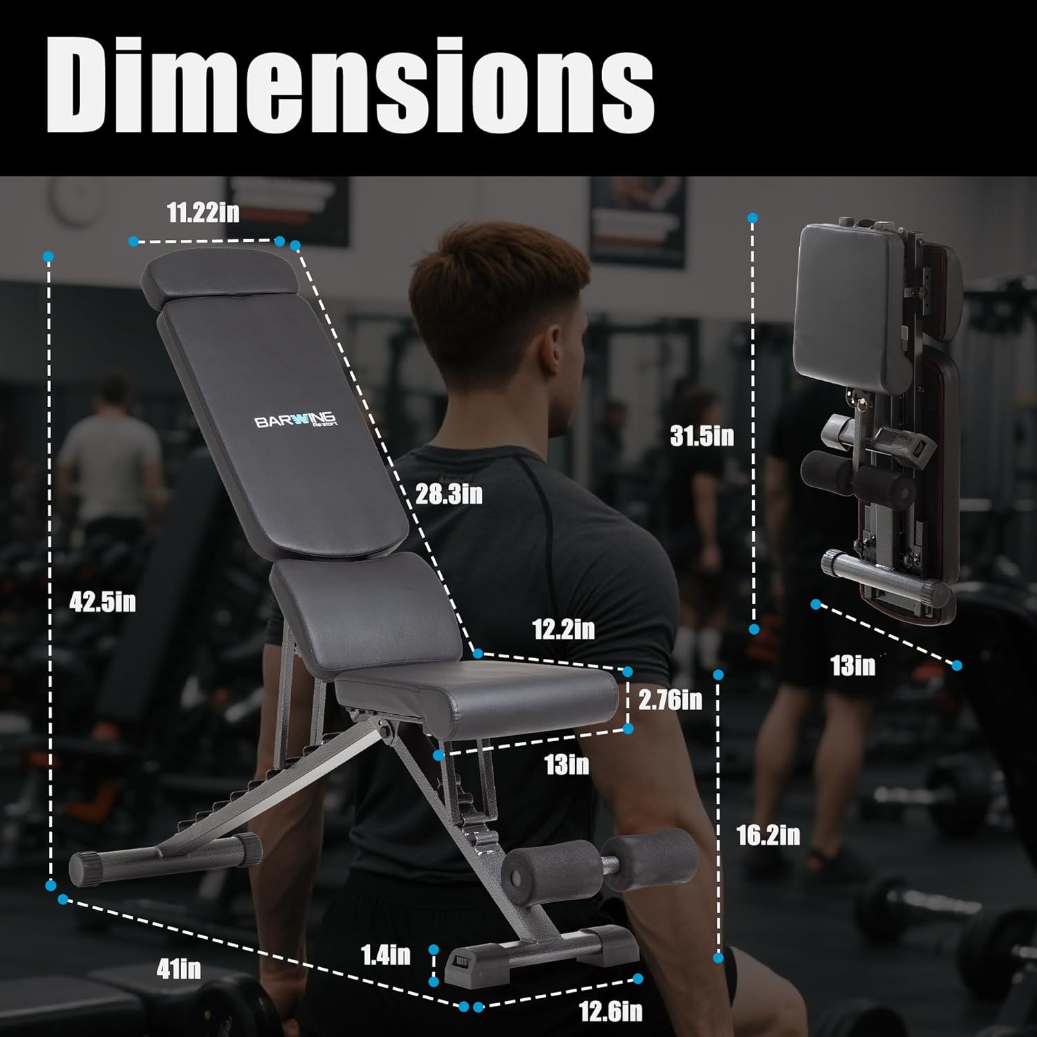 BARWING Adjustable Weight Bench for Home Gym,800LBS,700LBS,Foldable Incline Workout Bench for Full Body Workout Easy Assembly - Image 8