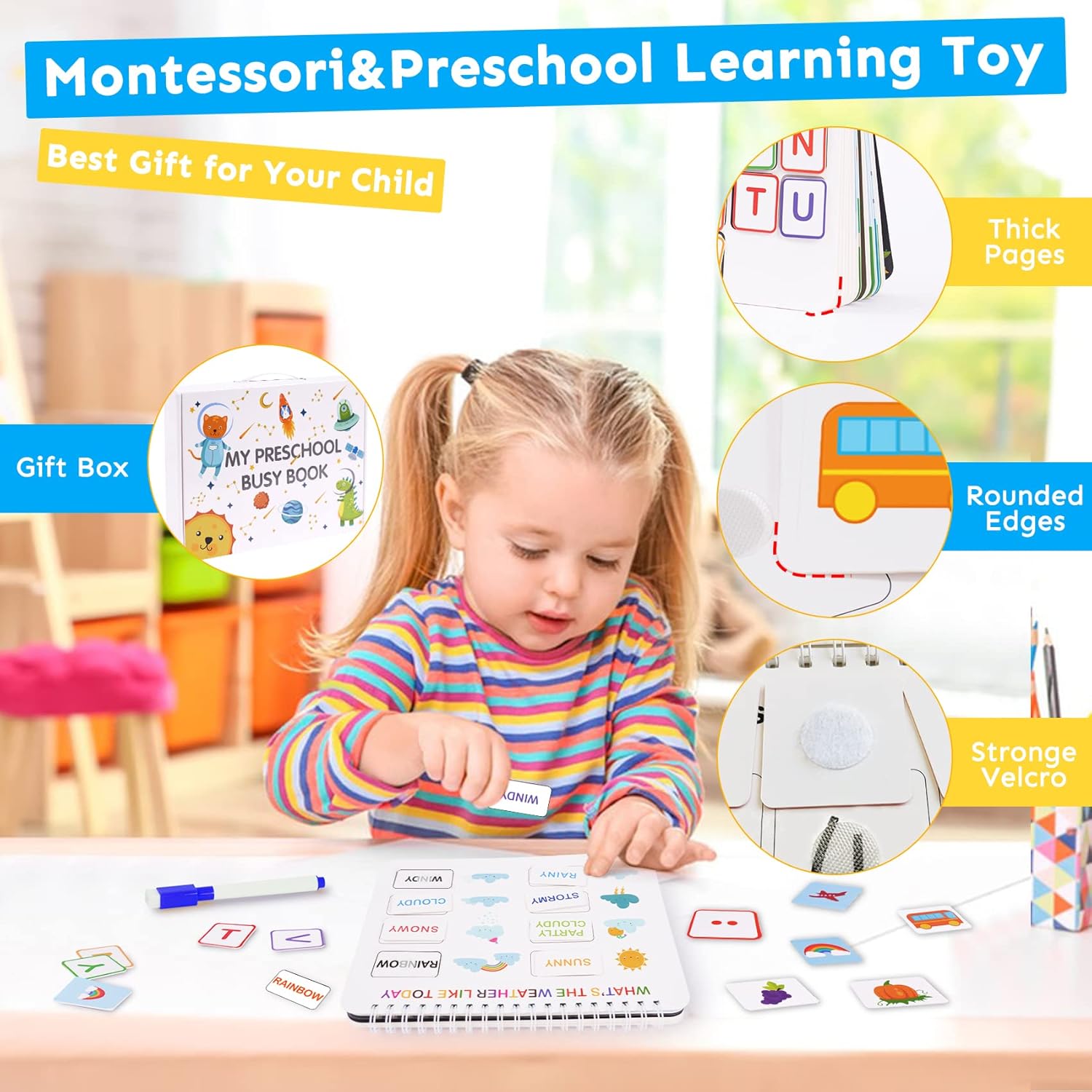Busy Book for Toddlers 1-3, Montessori Preschool Learning Activities 30 Themes Book - Preschool Workbook Activity Binder Toys for Toddlers, Autism Learning Materials and Tracing Coloring Book - Image 5