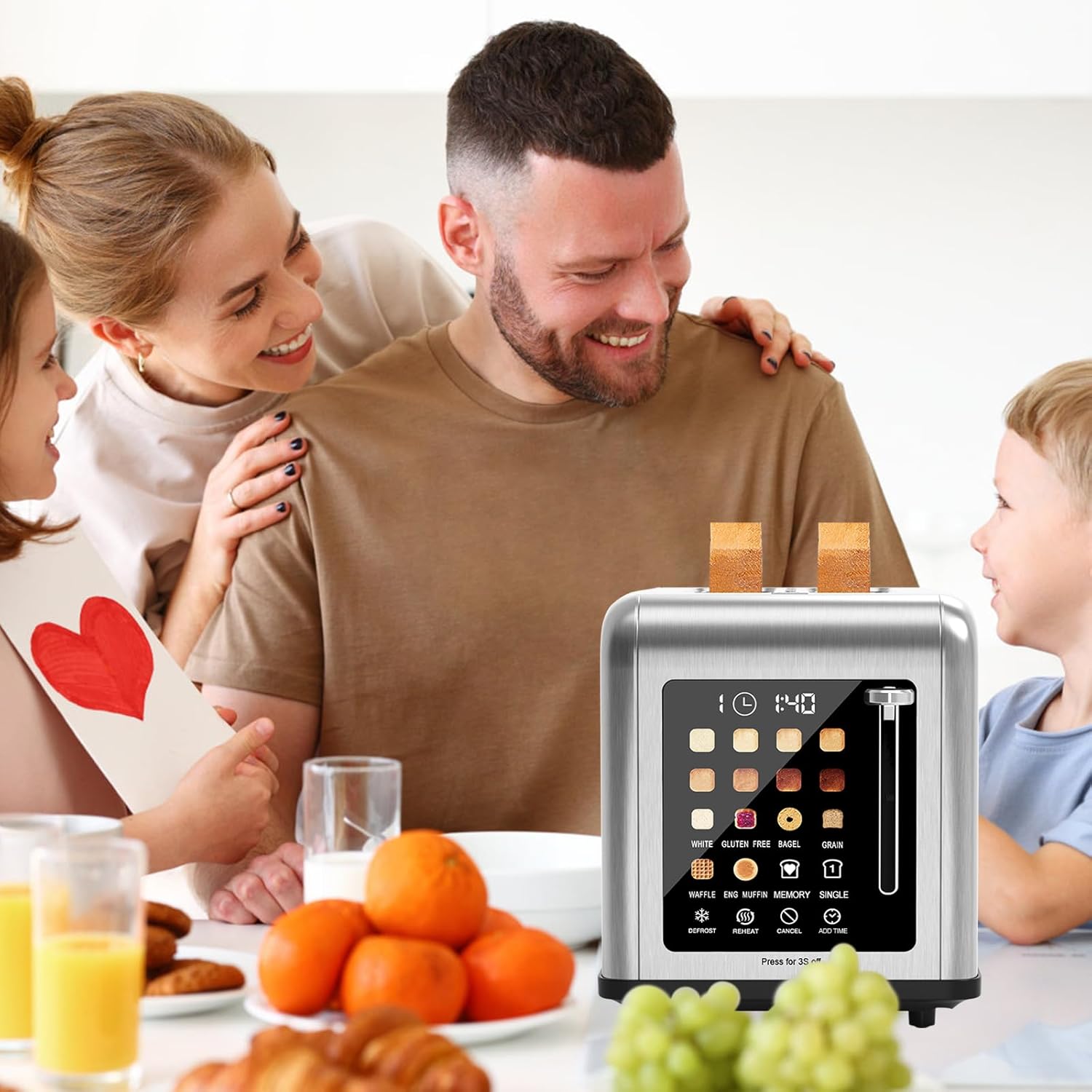 2 Slice Toaster Touch Screen, Stainless Steel Toasters Digital Timer 2 Slot Toasters, 8 Shade Settings 6 Bread Types for Bagel, Cancel, Defrost(Stainless Steel) - Image 10