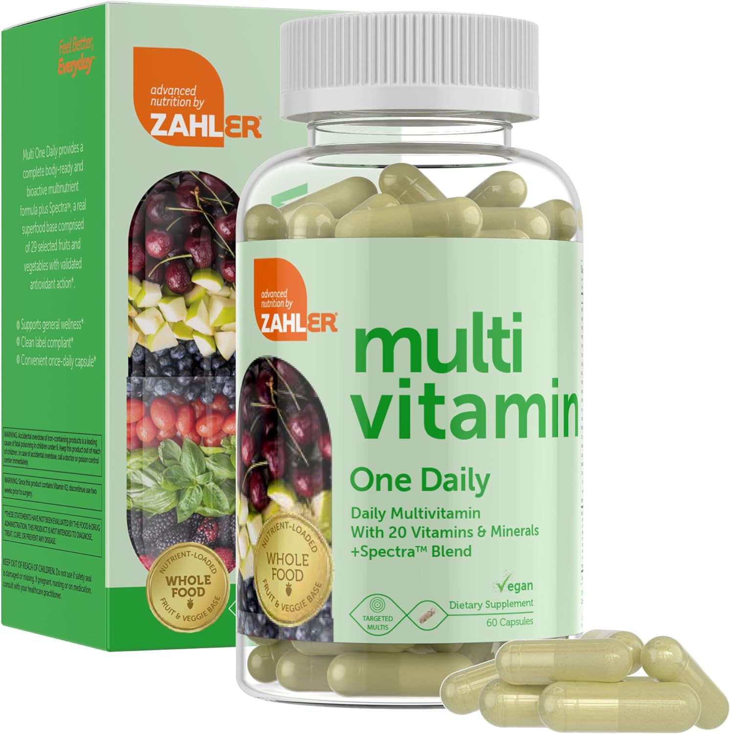 Zahler - One Daily Vegan Multivitamins for Women & Men (60 Count) Kosher Vegan Multivitamin - Essential Vitamins & Minerals with Whole Food Spectra Blend - Vegetarian and Vegan Vitamins for Adults - Image 2