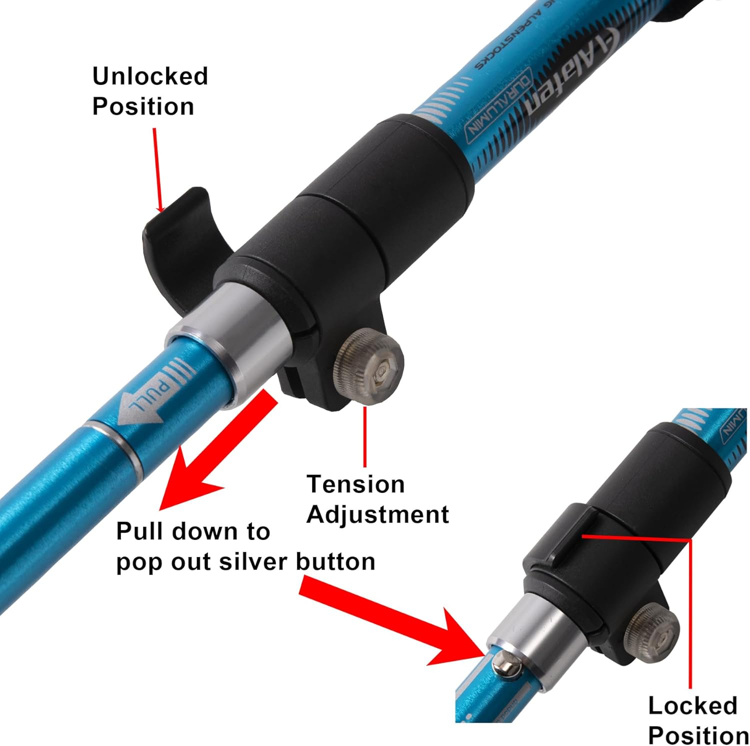 Lightweight Collapsible Trekking Pole - 7075 Aluminum Adjustable Walking Stick for Hiking & Travel, Foldable Quick-Lock Design, Single Pole for Adults & Seniors - Image 5