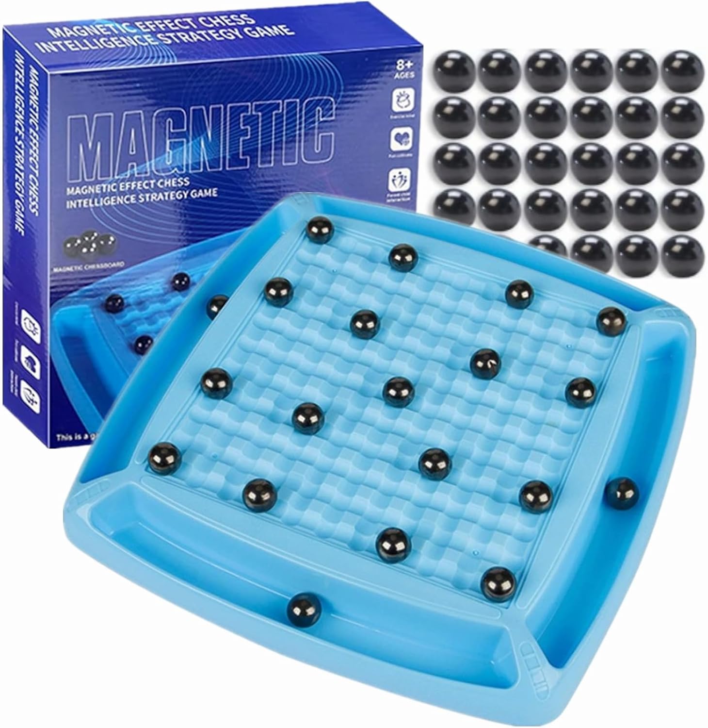 Magnetic Chess Game, Sank Magnetism Versus Chess, Fun Family Magnet Stone Board Game, with 40 Pcs Stones Magnetic Chess Board Game,Magnetic Game Gifts for Boys & Girls, 2-4 Players. (40 Pcs Magnets) - Image 2