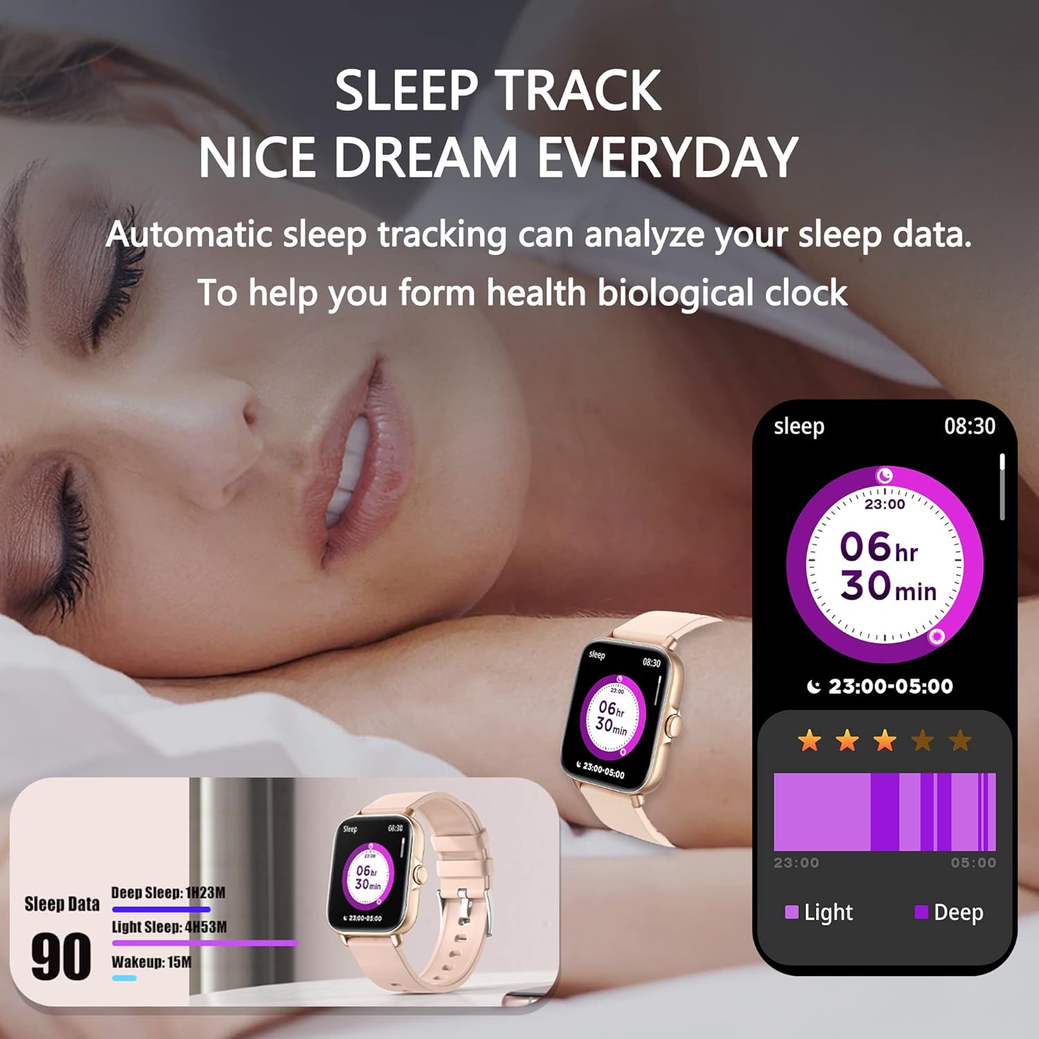 Smart Watch (Answer/Make Call), 1.7" Smartwatch Fitness Tracker for Android and iOS Phones with Heart Rate Sleep Tracking, 28 Sport Modes, Blood Oxygen, Ai Voice Control,Fitness Watch for Women Men - Image 7