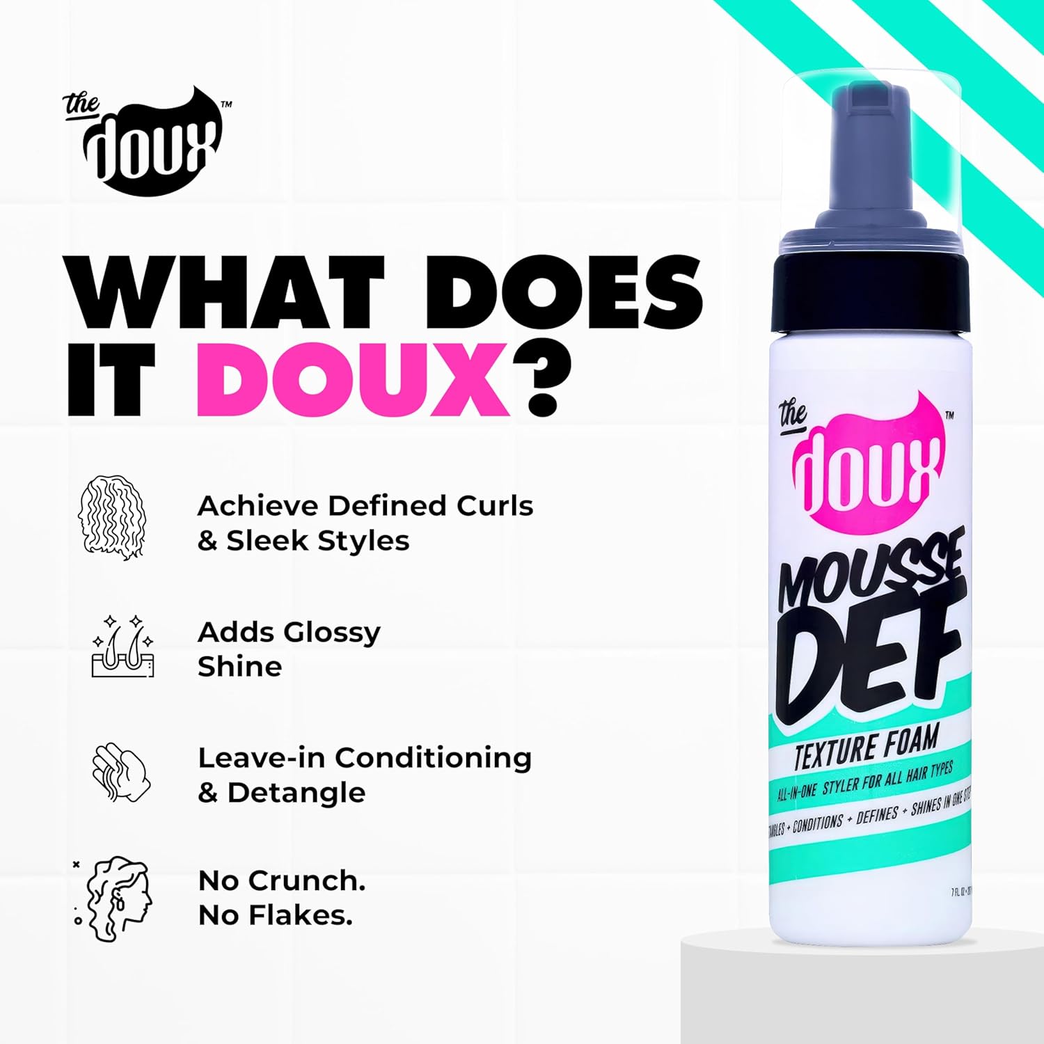 The Doux Multi-Use Mousse for Curly Hair Mousse Def Texture Foam for Styling, Curl Definition, Volume & Shine – Curl Cream Alternative for African Hair & Natural Hair Styles - Image 4