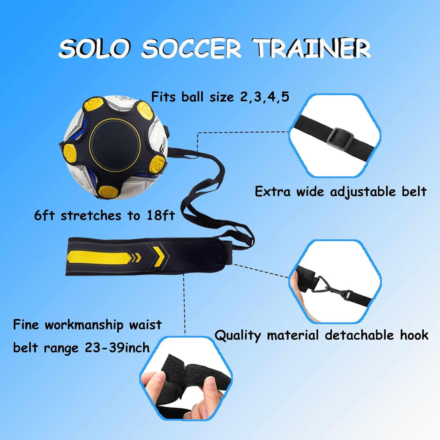 Soccer Agility Training Equipment Set, Soccer Accessories 12 Rung 20Ft Agility Ladder, 12 Disc Cones, Solo Soccer Trainer, Jump Rope - Speed Training Equipment Gifts for boy - Image 8