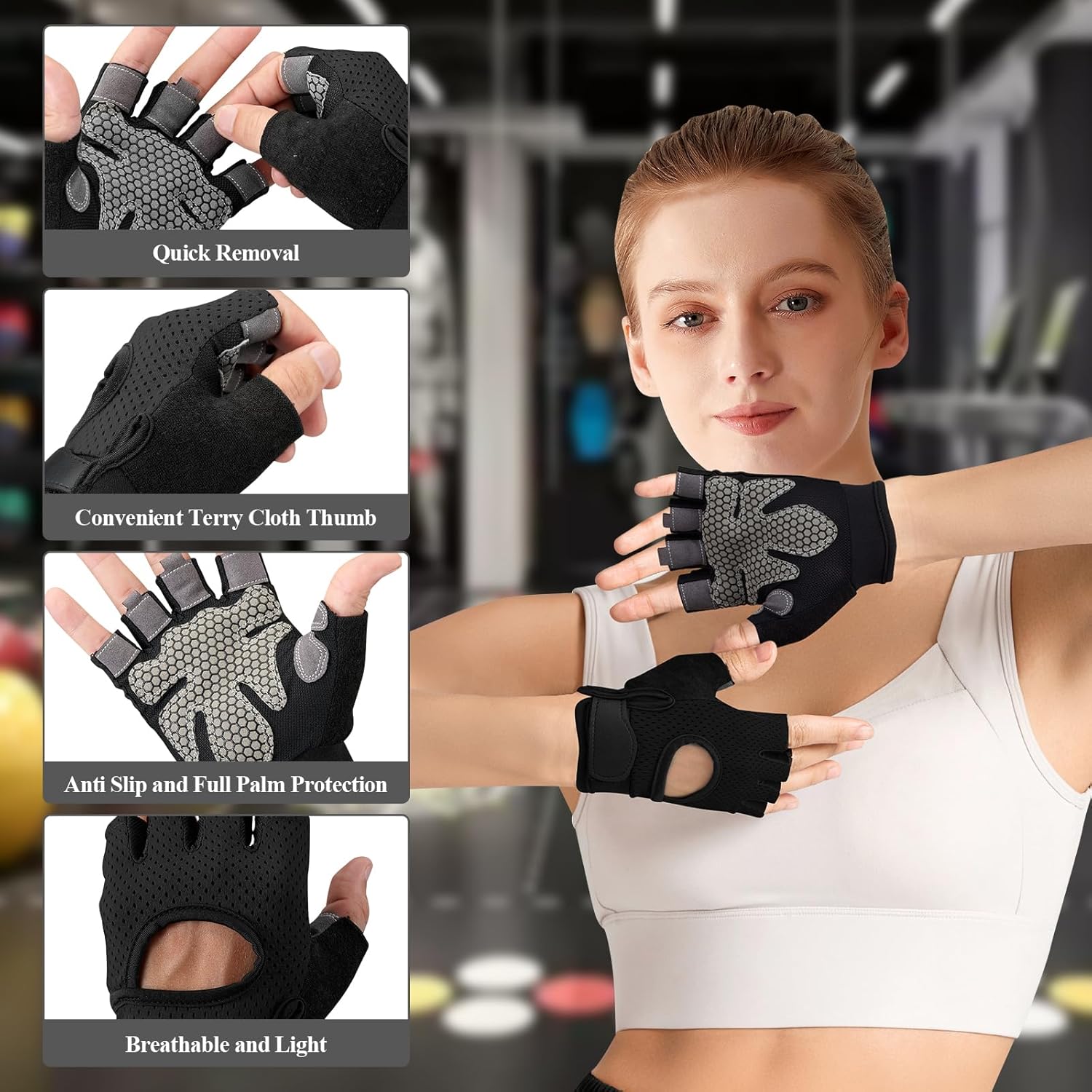 Barbell Pad Set,10 Pcs Barbell Pads for Hip Thrust Squat & Lunges Support,with 2 Workout Ankle Straps, 2 Gym Straps Weight Lifting, 2 Gym Gloves, Resistance Band, Olympic Bar Pad,Carry Bag - Image 7
