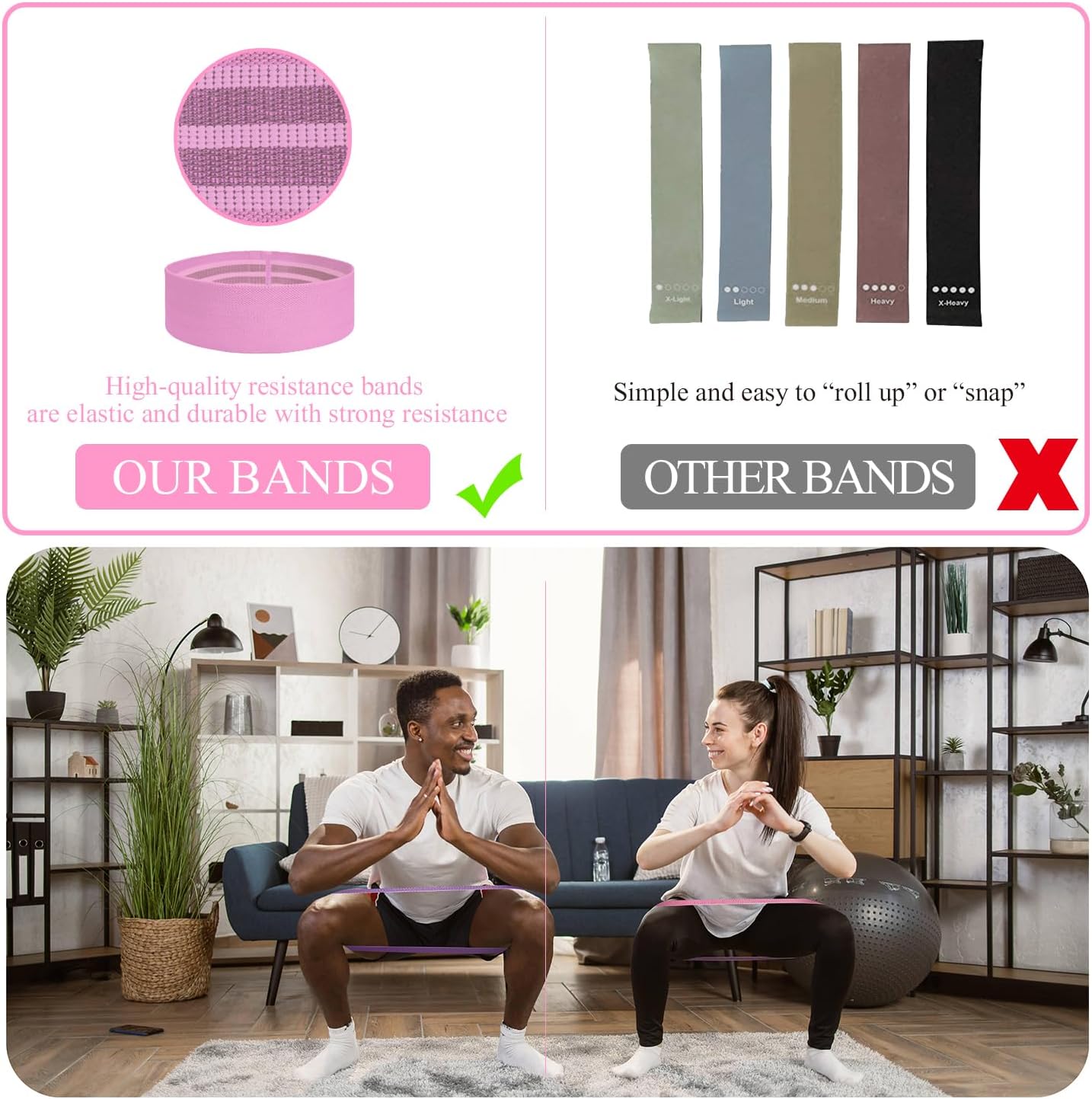 Fabric Resistance Bands for Working Out, 5 Levels Booty Bands for Women Men, Cloth Workout Bands Resistance Loop Exercise Bands for Legs Butt at Home Fitness, Yoga, Pilates - Image 5