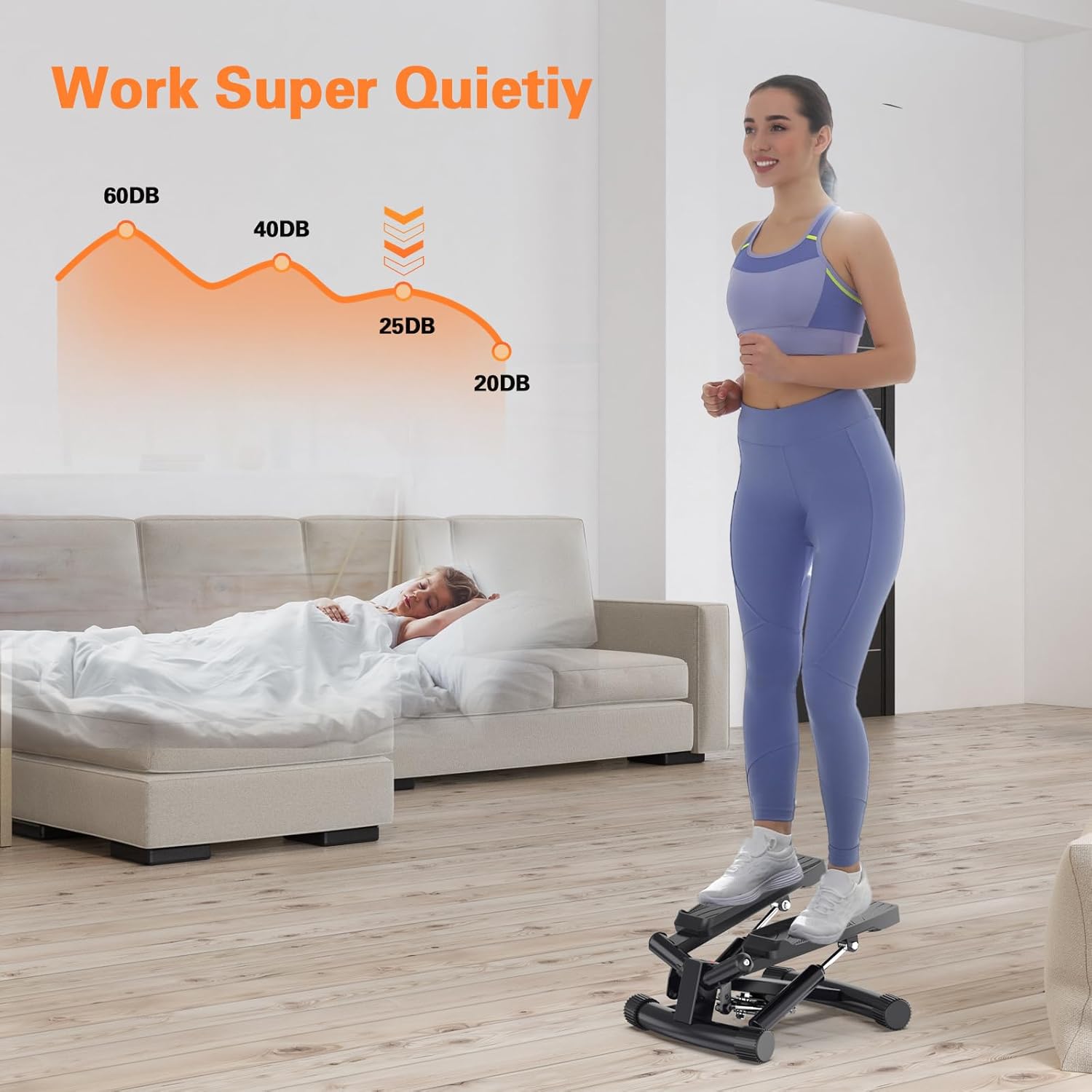 Mini Stepper Exercise Machine, Hydraulic Home Stepper Exercise Machine,300 LB Weight Black, Step Machine for Exercise at Home,2 MM Thickness Stepping Machine for Exercise at Home - Image 4