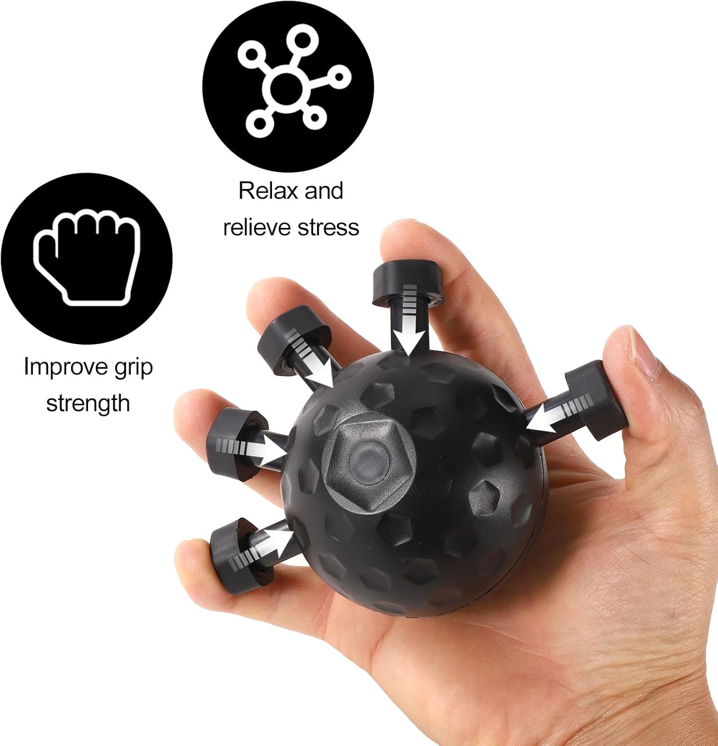 Finger Grip Strengthener, Silicone Ball Grip Strength Trainer Finger Exerciser Gripper Forearm Hand Strengthener for Musicians Rock Climbers Fitness Enthusiasts - Image 4