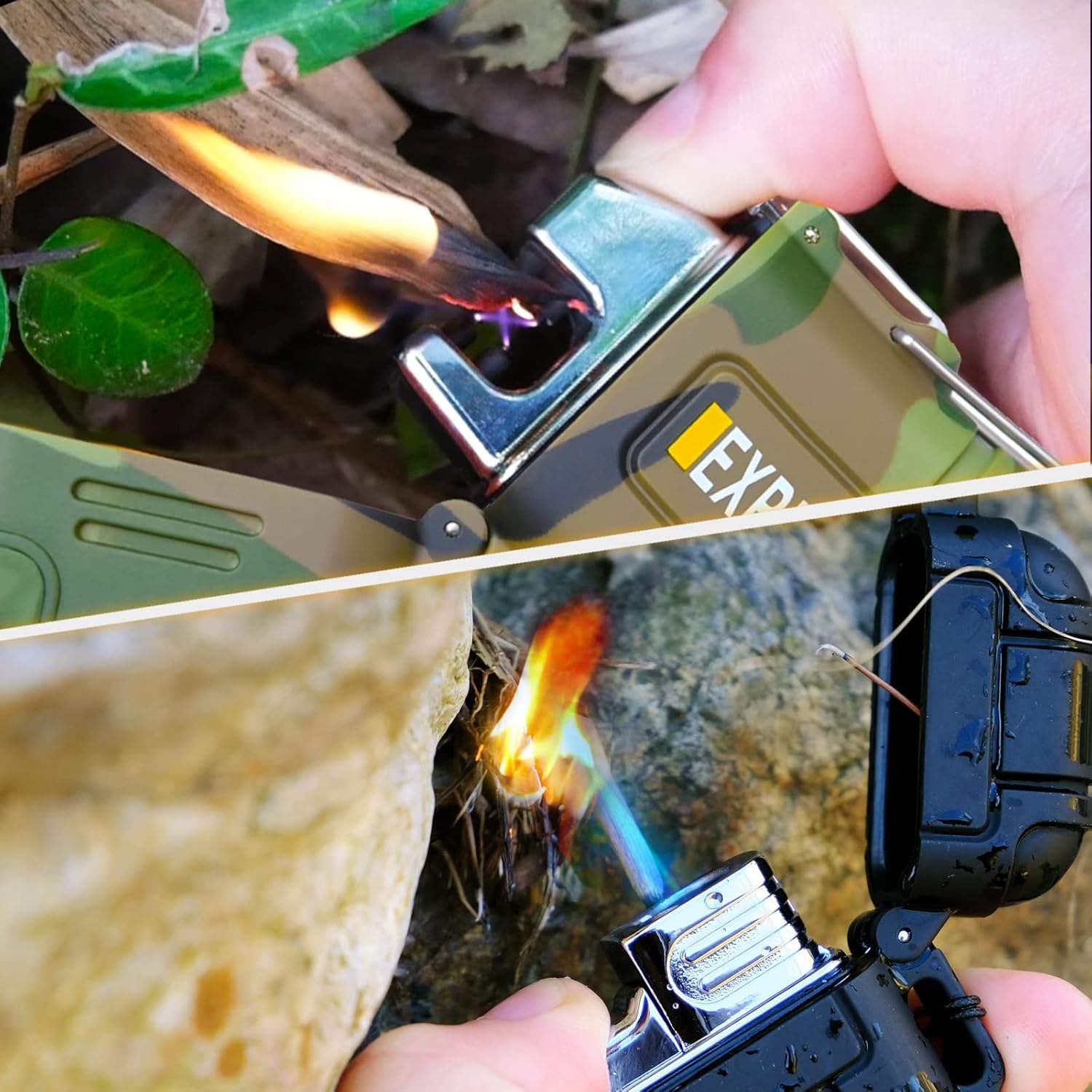 2 Pack Waterproof Lighter Outdoor Windproof Torch Lighters Dual Arc Butane Electric Lighters USB Rechargeable Lighters Flameless Plasma Lighter Camping Hiking Adventure Survival Tactical Gear - Image 7