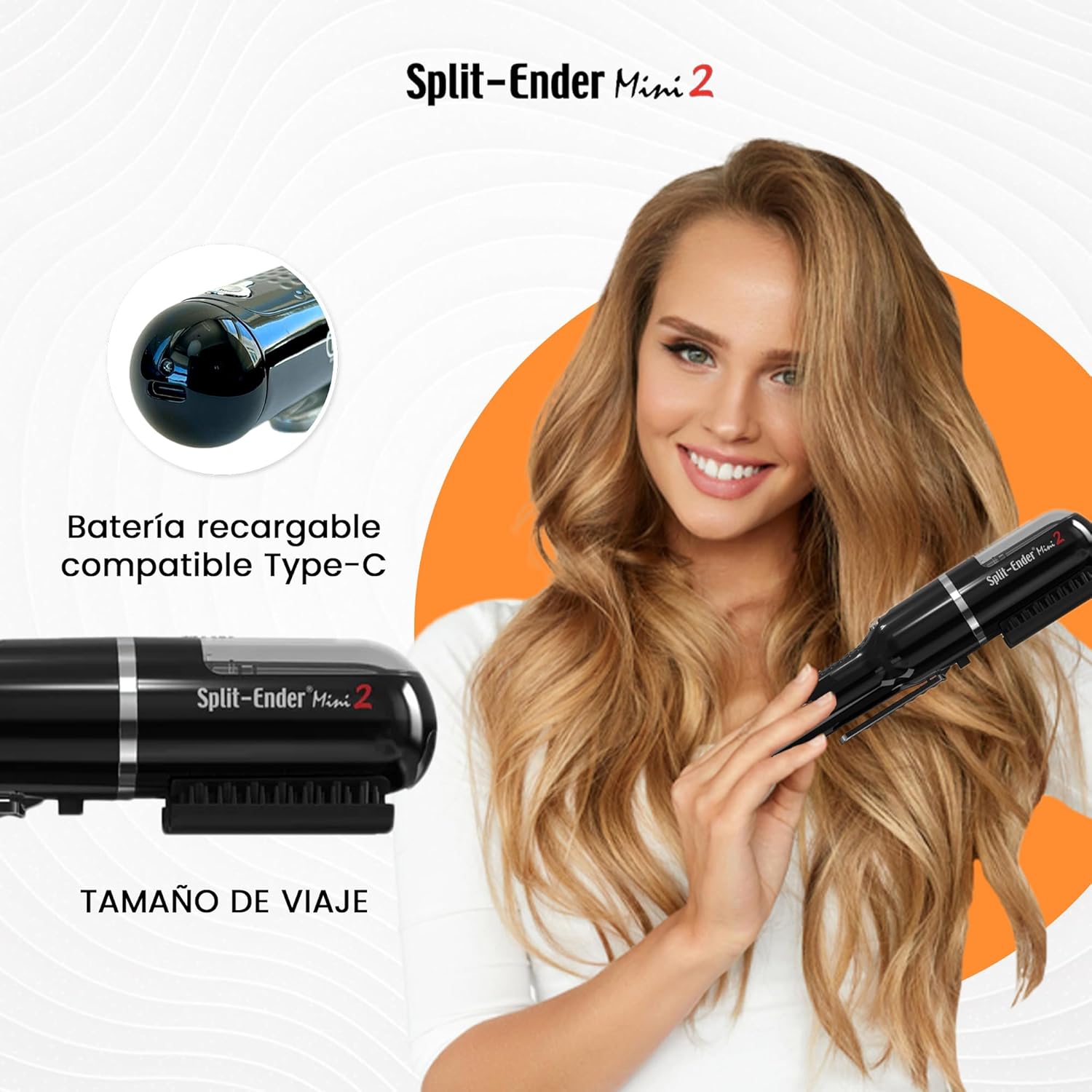 Split Ender Mini 2 - Cordless Split End Hair Trimmer, Solution for Dry and Damaged Hair, Rechargeable Trimmer for Broken and Brittle Split Ends, Hair Styling Tool- Black - Image 10
