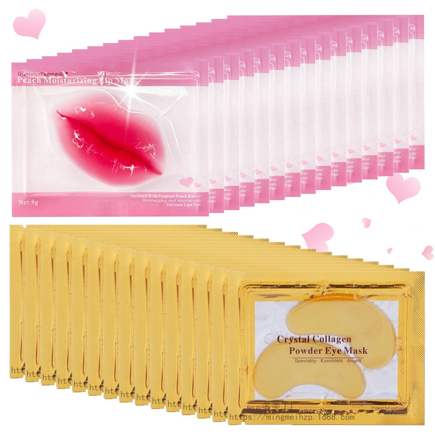 Sulily 30 Pairs Lip Masks & 24K Gold Gel Eye Masks,Crystal Collagen Eye Patches for Puffy Eyes, Moisturizing& Reducing Fine Lines Dark Circles, Wrinkles and Fine Lines,Bachelorette Party Favors,Gifts - Image 2