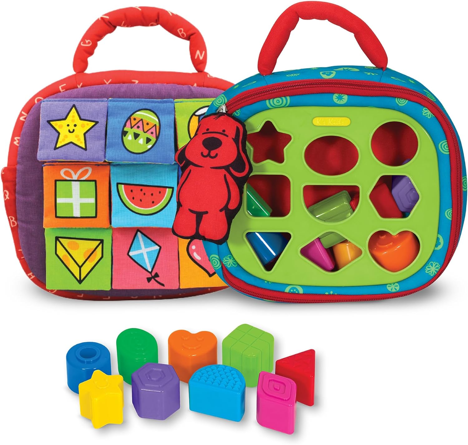 Melissa & Doug K's Kids Take-Along Shape Sorter Baby Toy with 2-Sided Activity Bag and 9 Textured Shape Blocks - Image 10