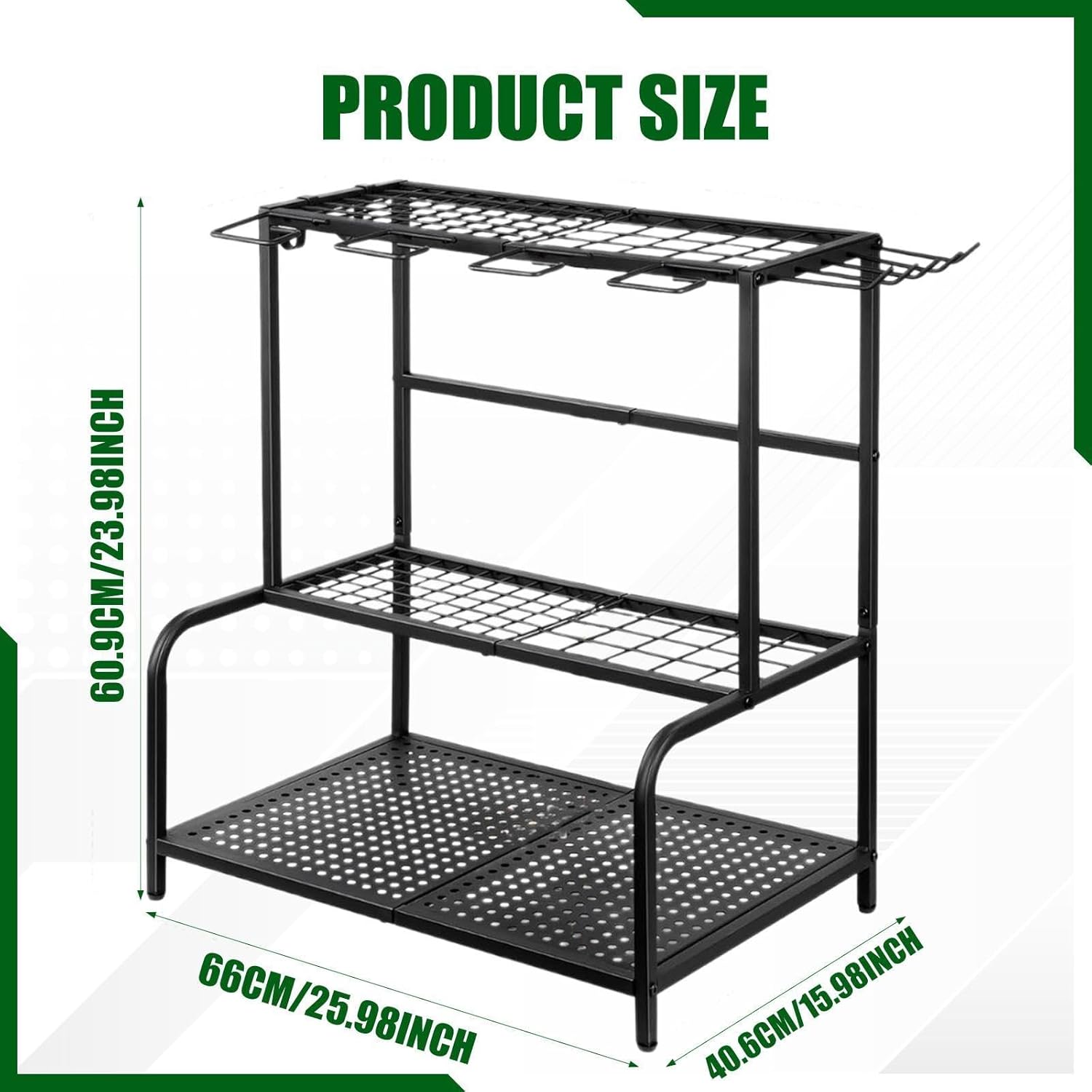 Garden Tool Organizer with Wheels Rack Space Saving Yard Tools Storage Stand for Garage for Shed Backyard Patio Yard Cleaning - Image 6