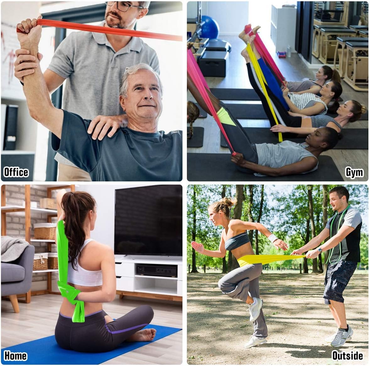 Resistance Bands 3 Pack - Elastic Exercise Bands for Physical Therapy, Recovery, Workout Strength Training - Women, Yoga, Arms, Upper Body and Shoulders - Image 4