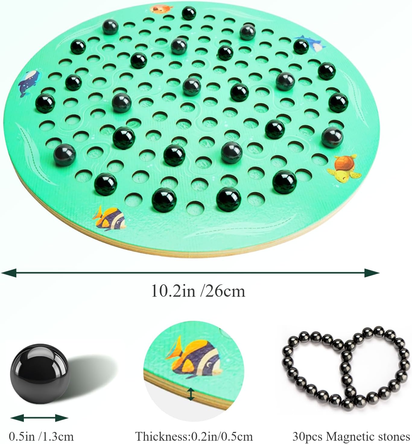 Magnetic Chess Game with Wooden Chess Board Magnetic Chess Set with 30Pcs Magnetic Balls Magnet Game for Kids Adults Seniors Best Board Game for Family Games Night Party Game Travel Game - Image 9