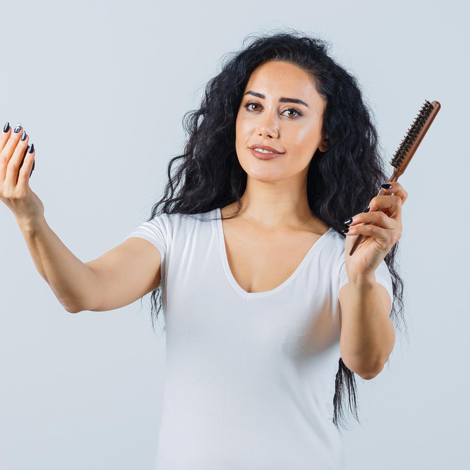 Teasing Brush, Hair Teasing Brush for Women Rat Tail Brushes for Fine Hair Boar Bristle Slick Back Comb for Thin Thick Curl Training to Create Volume and Smooth - Image 8