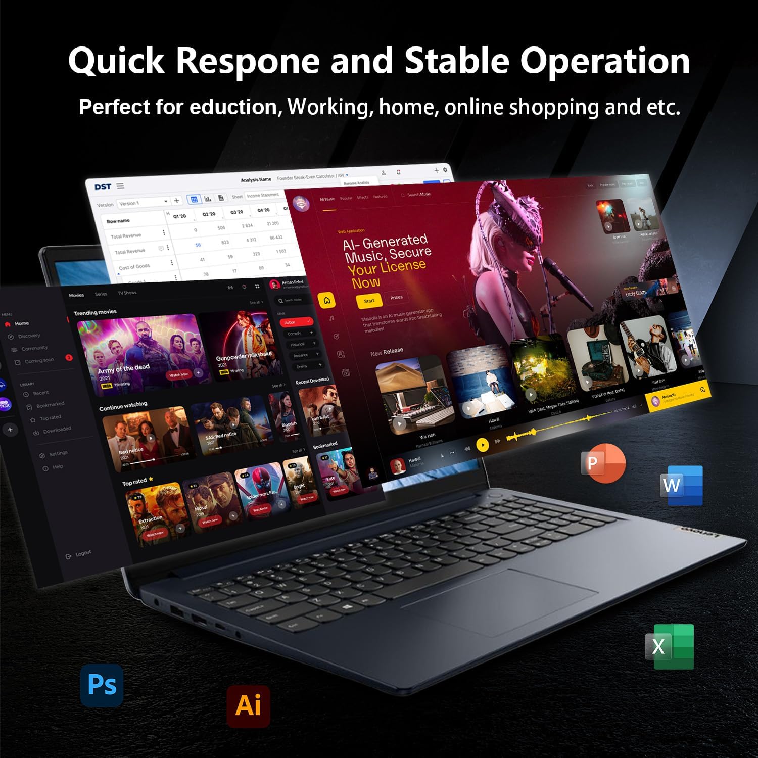 Lenovo IdeaPad 1i Laptop, 15.6" FHD Touchscreen, Intel Core i5-1235U Processor, 16GB RAM, 512GB SSD, Webcam, HDMI, Wi-Fi 6, Windows 11 Home, Blue - Image 6