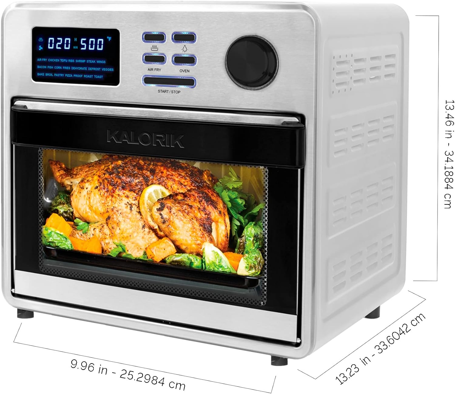 Kalorik MAXX® Digital 16-Quart Air Fryer Oven, 9-in-1 Countertop Toaster Oven and Air Fryer Combo, 21 Smart Presets, 9 Easy-to-Clean Accessories, 1600W, Stainless Steel, AFO 50932 OW - Image 3