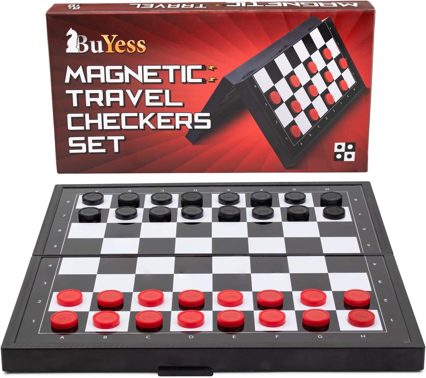 Magnetic Checkers Board Game and Magnetic Checker Pieces, 9.8 x 9.8 inches Mini Portable Travel Set - Image 3