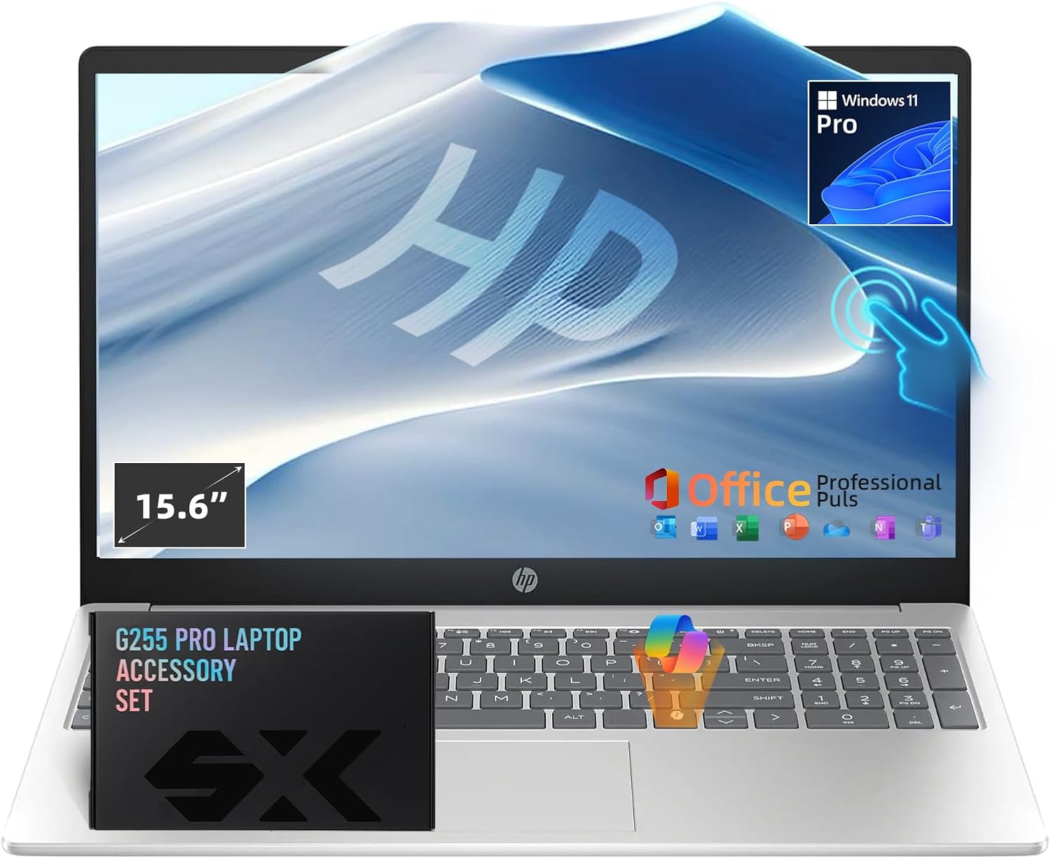 HP 15.6" Touchscreen Laptop for Business and Students, Intel Processor i3-1315U (Beats i3-1215U), Copilot Key, Anti-Glare, Office Pro- Wins 11 Pro, Wi-Fi 6, w/Accessories (64GB RAM, 2TB SSD) - Image 2