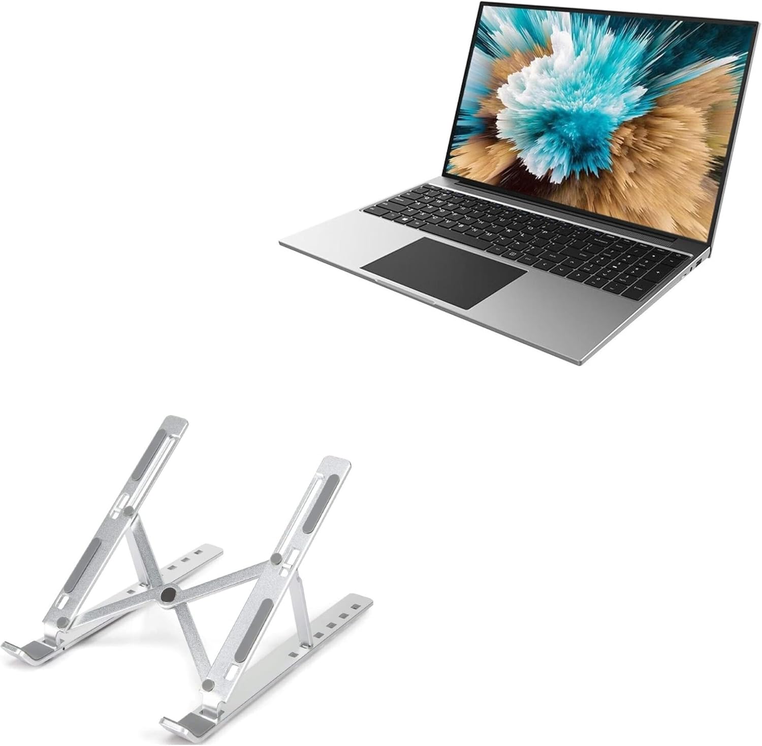 BoxWave Stand and Mount Compatible with Jumper EZbook S5 MAX (16 in) - Compact QuickSwitch Laptop Stand, Portable Multi Angle Viewing Foldable Riser - Metallic Silver - Image 2