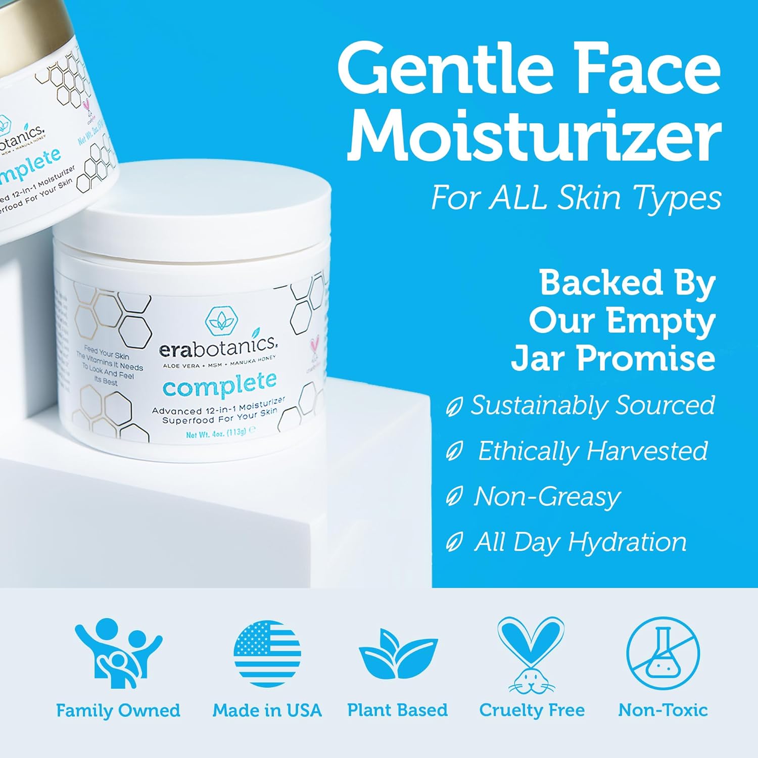 Era Organics Face Moisturizer Cream - Advanced 12-In-1 Rejuvenating Formula With Superfood Complex Manuka Honey, Hyaluronic Acid, Hemp Oil - Anti Aging Wrinkle Defense For Women or Men - 2oz - Image 5