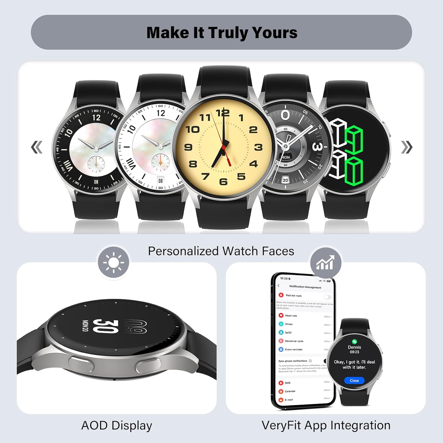 Smart Watch for Women Men, Built-in Alexa, GPS, HRV, VO2 Max, Blood Oxygen, Sleep & Stress Monitor, Compass, Altimeter, 1.32" AMOLED, Fitness & Women’s Health, iPhone Compatible - Image 9