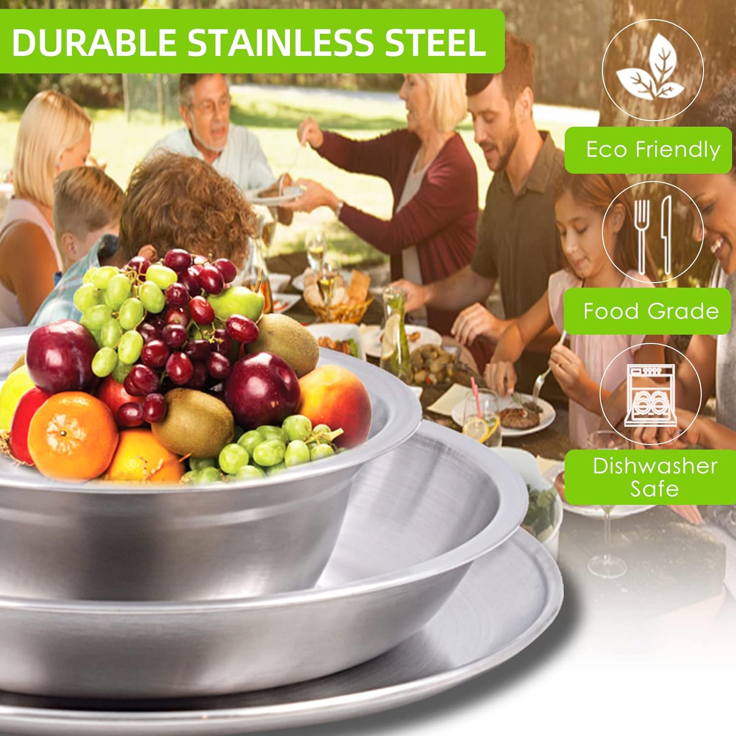 Camping Mess Kit Camping Plates Dishes Stainless Steel Camping Utensils Set Tableware Dinnerware with Bowls Cups Cutlery 1-2 Person for Backpacking, Hiking, Picnic, BBQ, RV Travel - Image 3