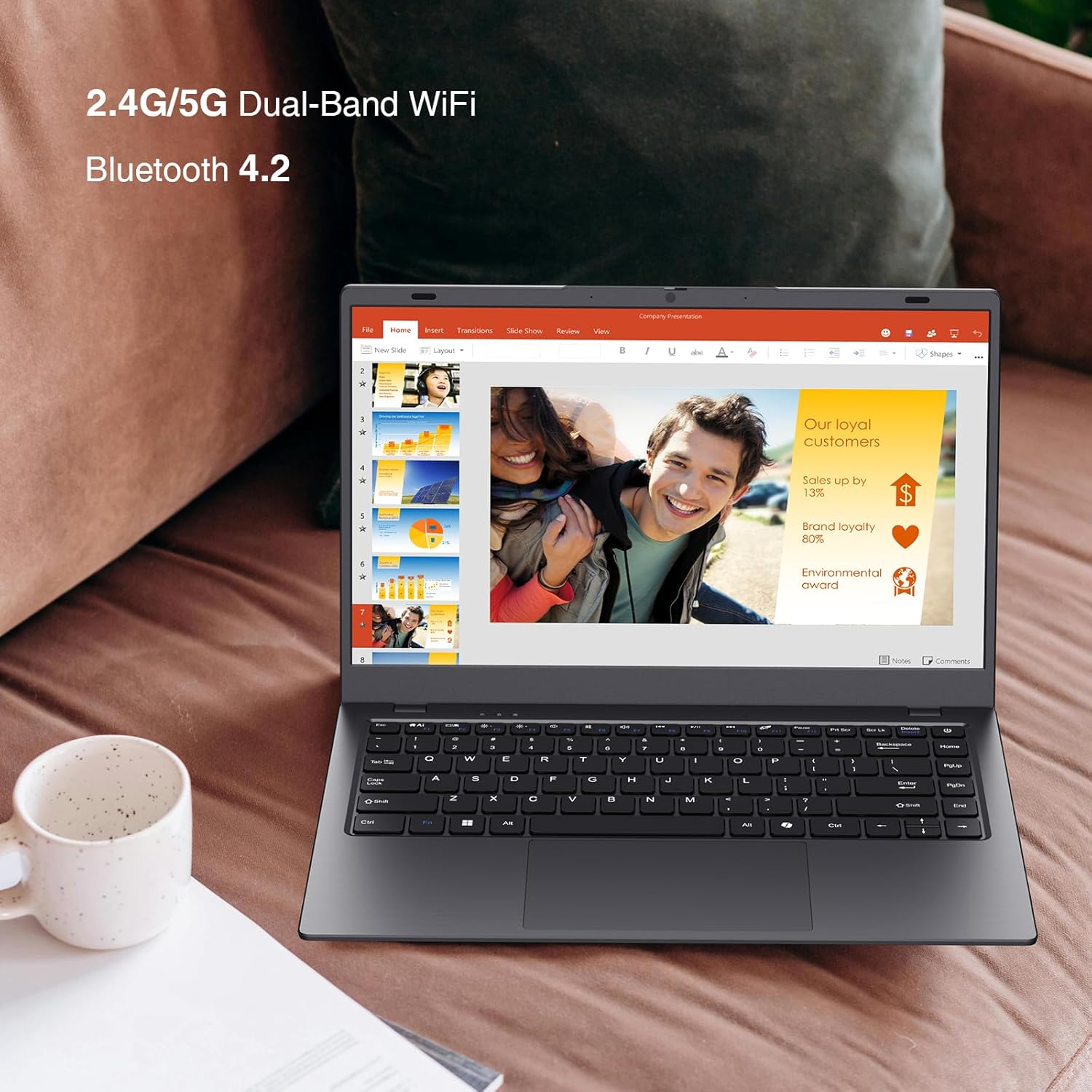 14 inch Laptop Computer, 8GB DDR4 RAM 128GB SSD, 4-Core Processor (Up to 2.9GHz), Thin & Portable Notebook PC, WiFi, BT4.2, MS Office 2024 - Image 8