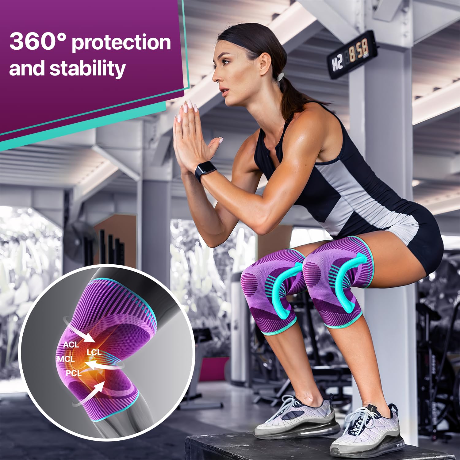 DR. BRACE ELITE Knee Brace with Size Stabilizer (2 Pack) Knee Brace for Women & Men, Workout, Sports, Daily Knee Compression Sleeve for Maximum Knee Pain Support & Fast Recovery (Galaxsis, Large) - Image 6