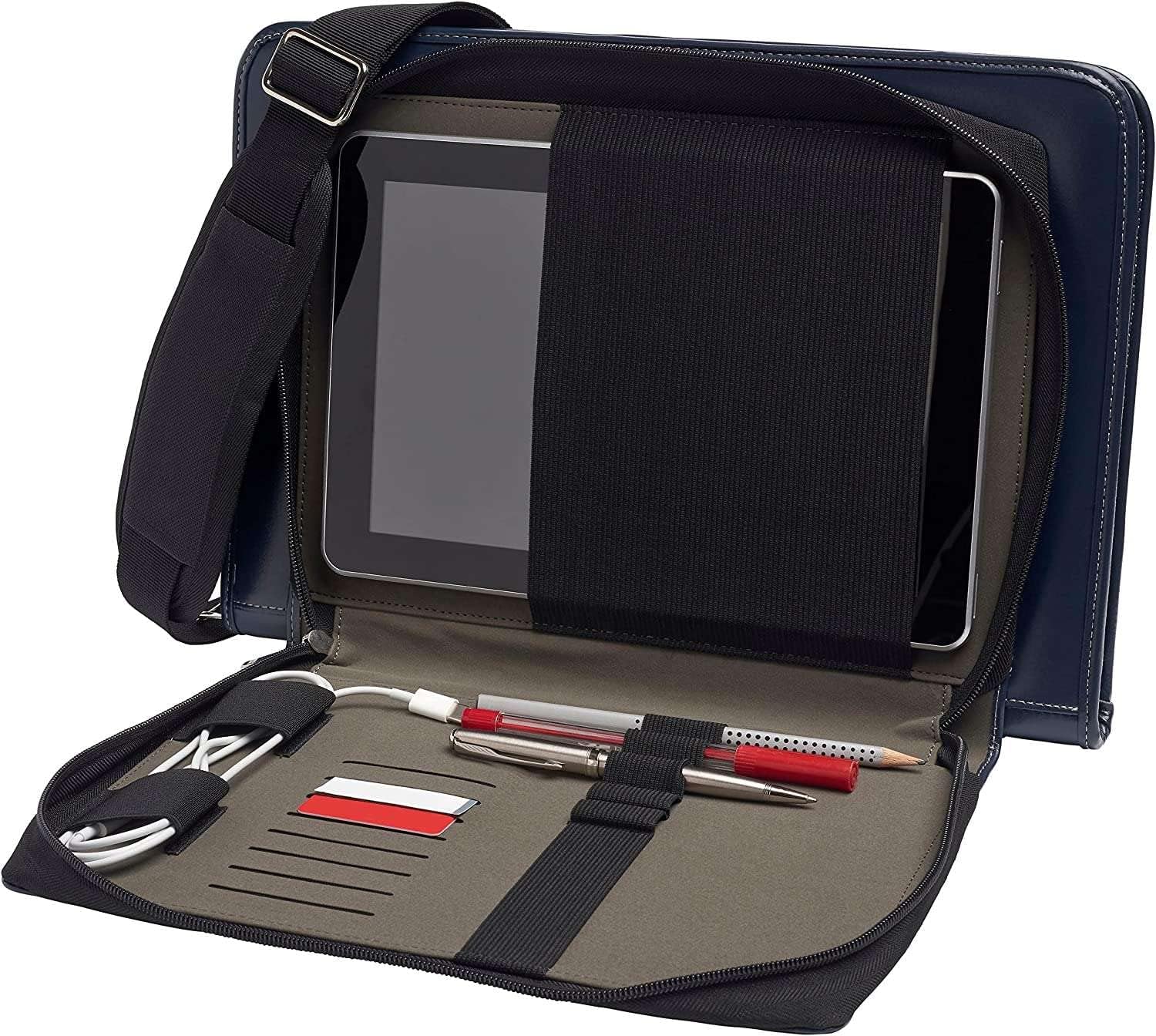 Blue Leather Laptop Messenger Case - Compatible with Jumper EZbook X3 13.3" Laptop - Image 5