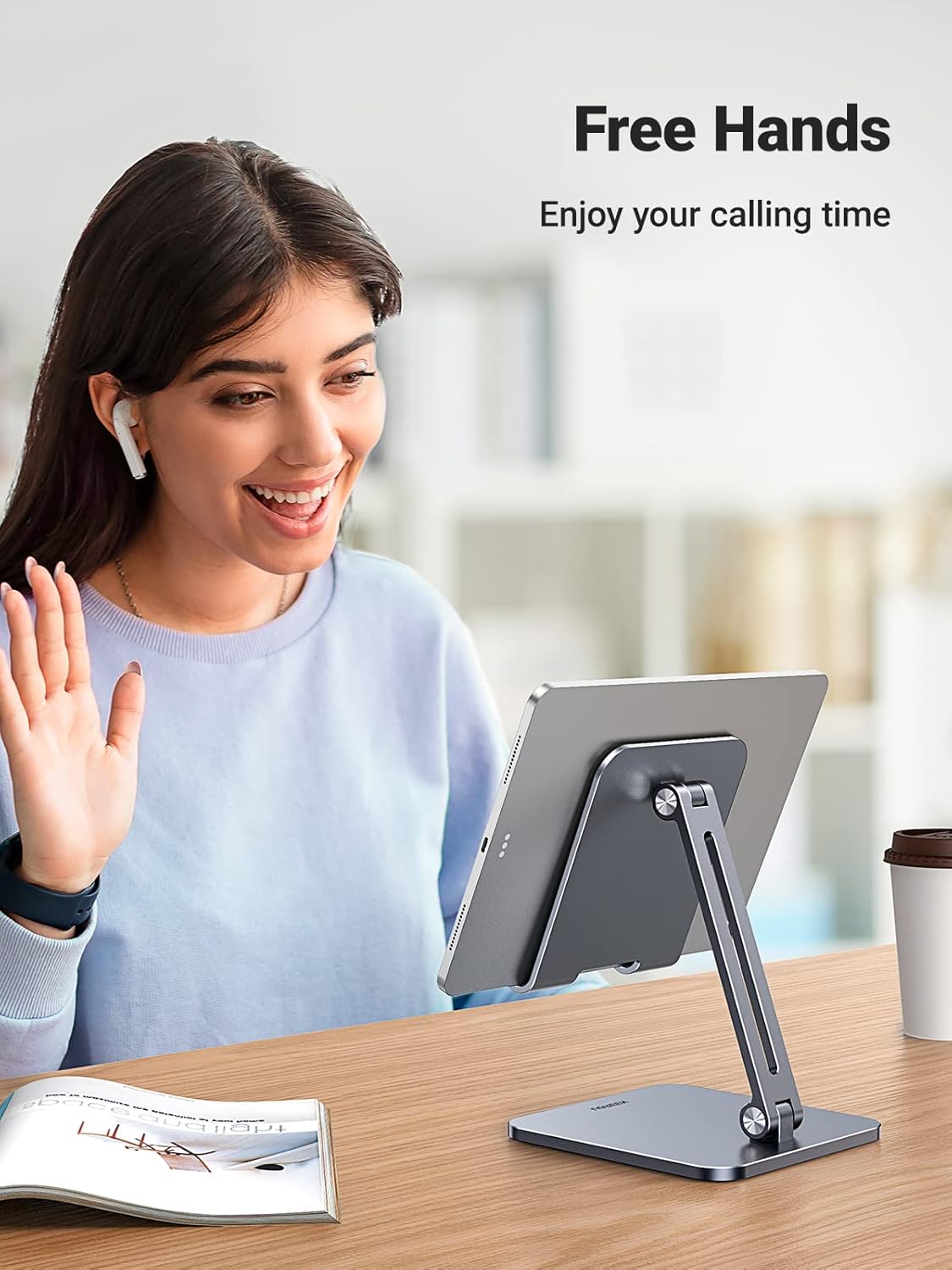UGREEN Tablet Stand Compatible for iPad Desk Stand Holder Adjustable Aluminum Thicker Base Compatible with iPad Pro Air Mini 13 12.9 11 Inch Home Office Desk Accessories Grey - Image 9