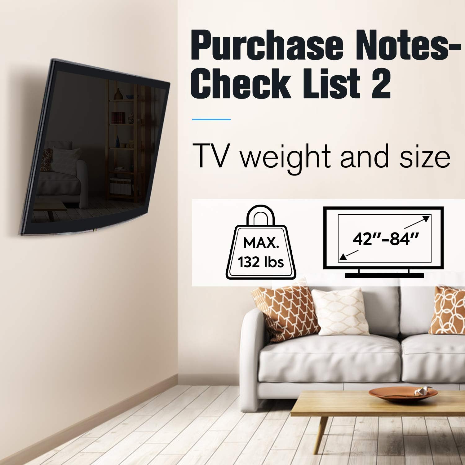 Mounting Dream UL Listed Tilt TV Wall Mount for 42-84 inch TVs, Universal Tilt TV mount bracket up to VESA 800x400mm and 132 LBS, One-Piece Wall Plate Easy for Centering on 16", 18", 24", 32" Studs - Image 8