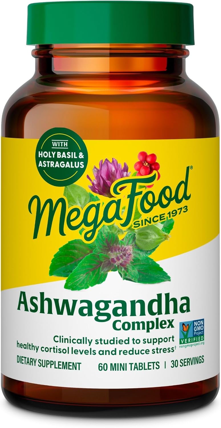 MegaFood Ashwagandha Complex (Formerly Stress Protect) - Ashwagandha Supplements with Astragalus Root & Holy Basil - Vegetarian & Gluten Free Cortisol Supplement - 60 Mini Tablets, 30 Servings - Image 2