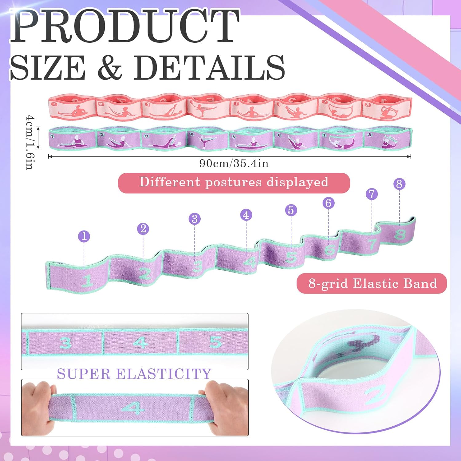 Stretch Strap for Kids Elastic Gymnastics Stretching Ballet Dance Band with 8 Loops Adjustable Exercise Training Resistance Strap for Children Stuff Pilates Latin Yoga Equipment - Image 3