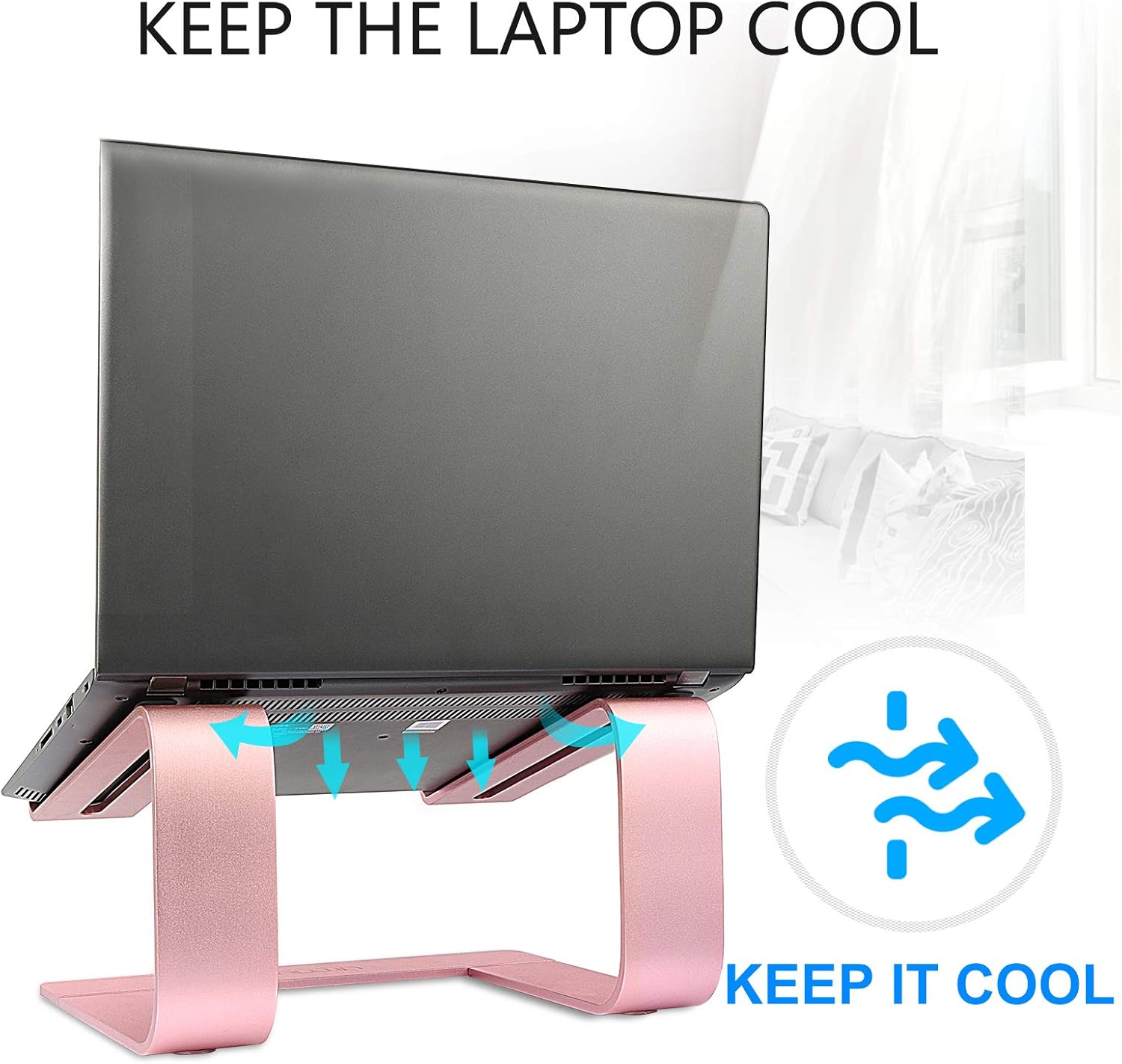 Urmust Laptop Stand for Desk - Aluminum Computer Stand Riser Holder for MacBook Air Pro, Dell, HP, Lenovo, Samsung, Alienware Laptops 11-15.6" (Rose Gold) - Image 5