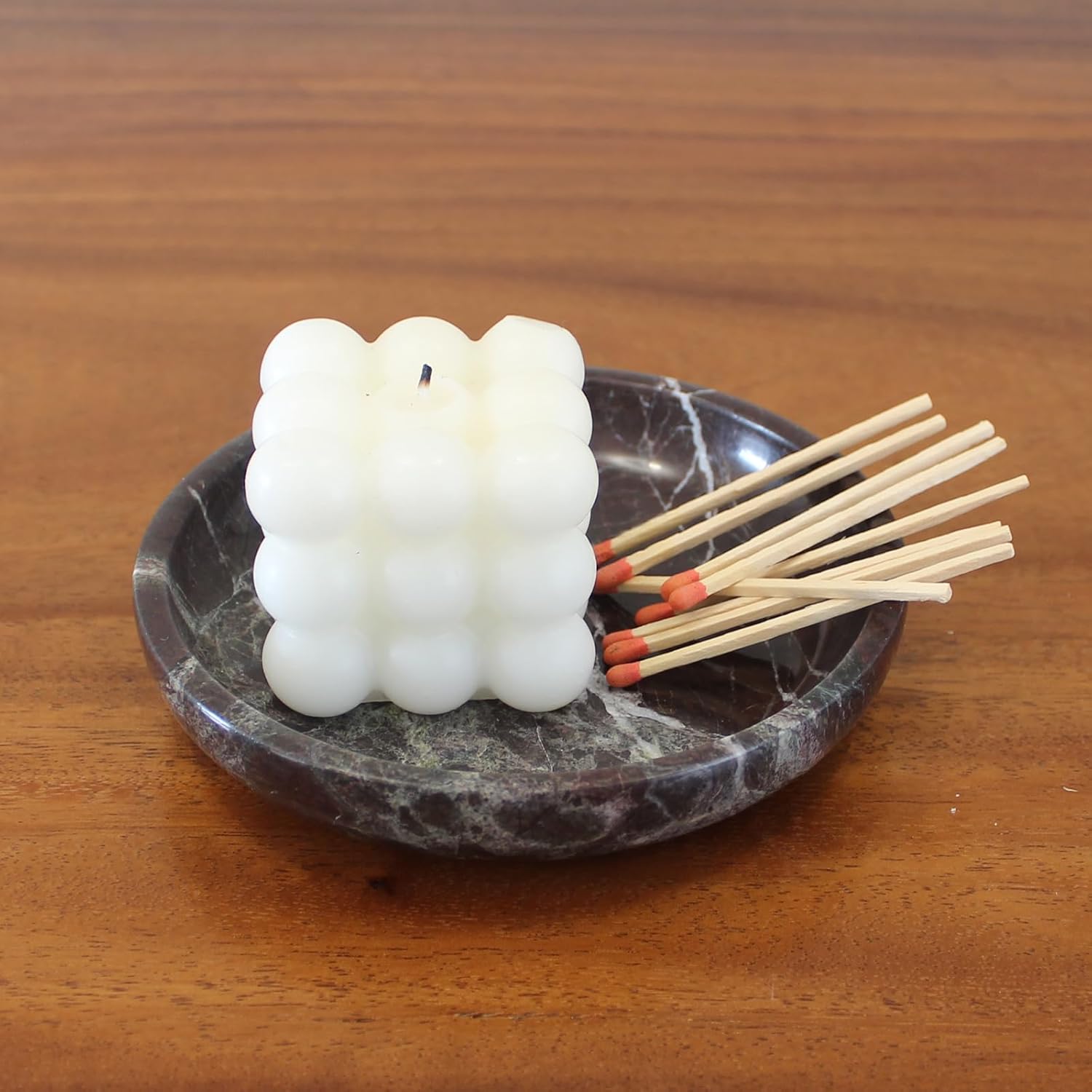 Natural Marble Jewelry Dish Tray 5.5", Ring Holder, Trinket Dish for Earrings Necklaces Bracelet Watch Keys - Rosa Levanto - Image 3