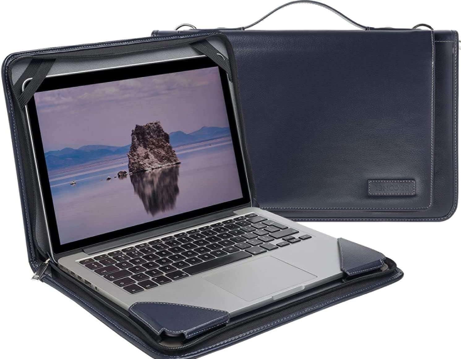Blue Leather Laptop Messenger Case - Compatible with Jumper EZbook X3 13.3" Laptop - Image 2