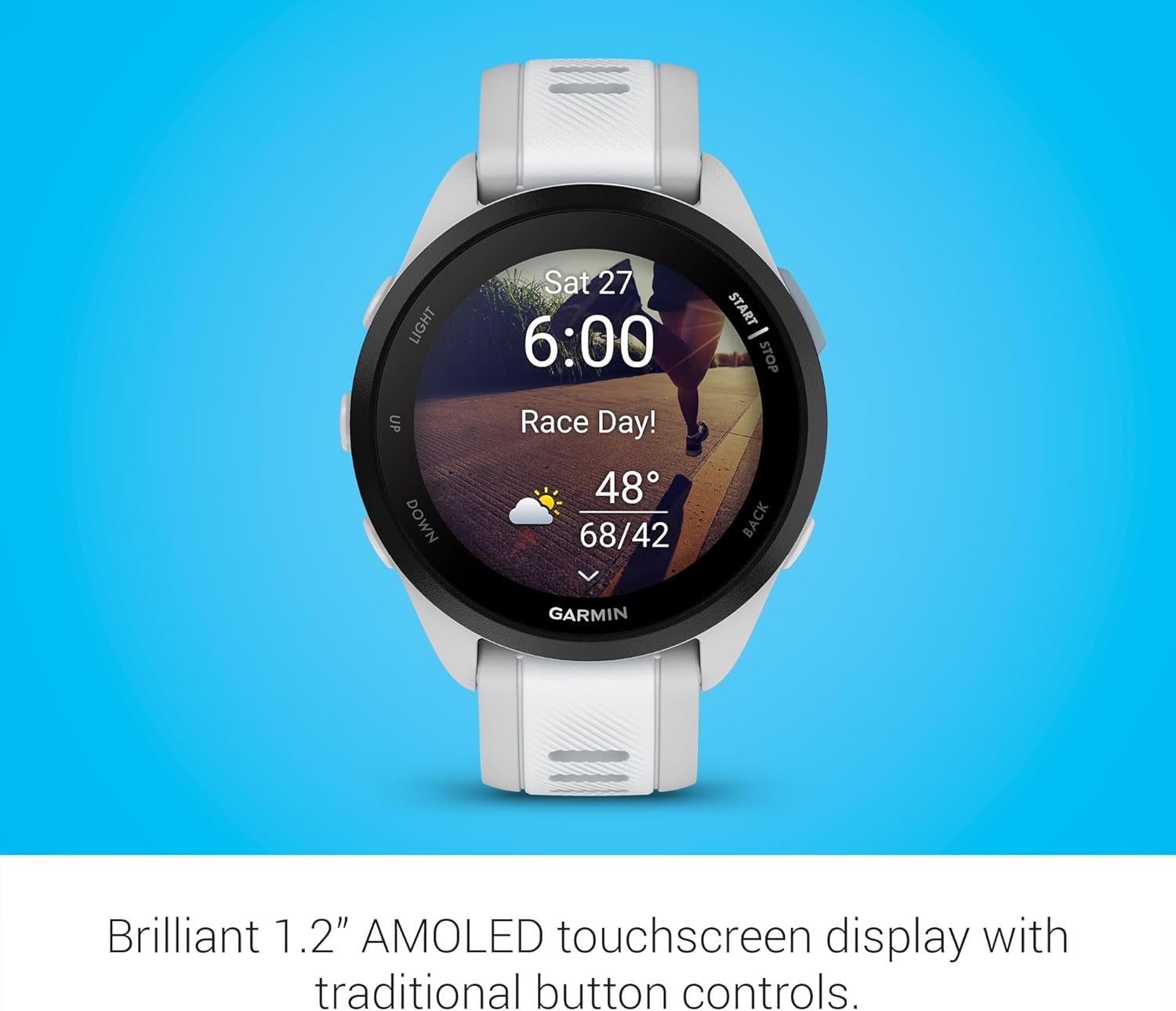 Garmin Forerunner 165, Running Smartwatch, Colorful AMOLED Display, Training Metrics and Recovery Insights, Whitestone - Image 4