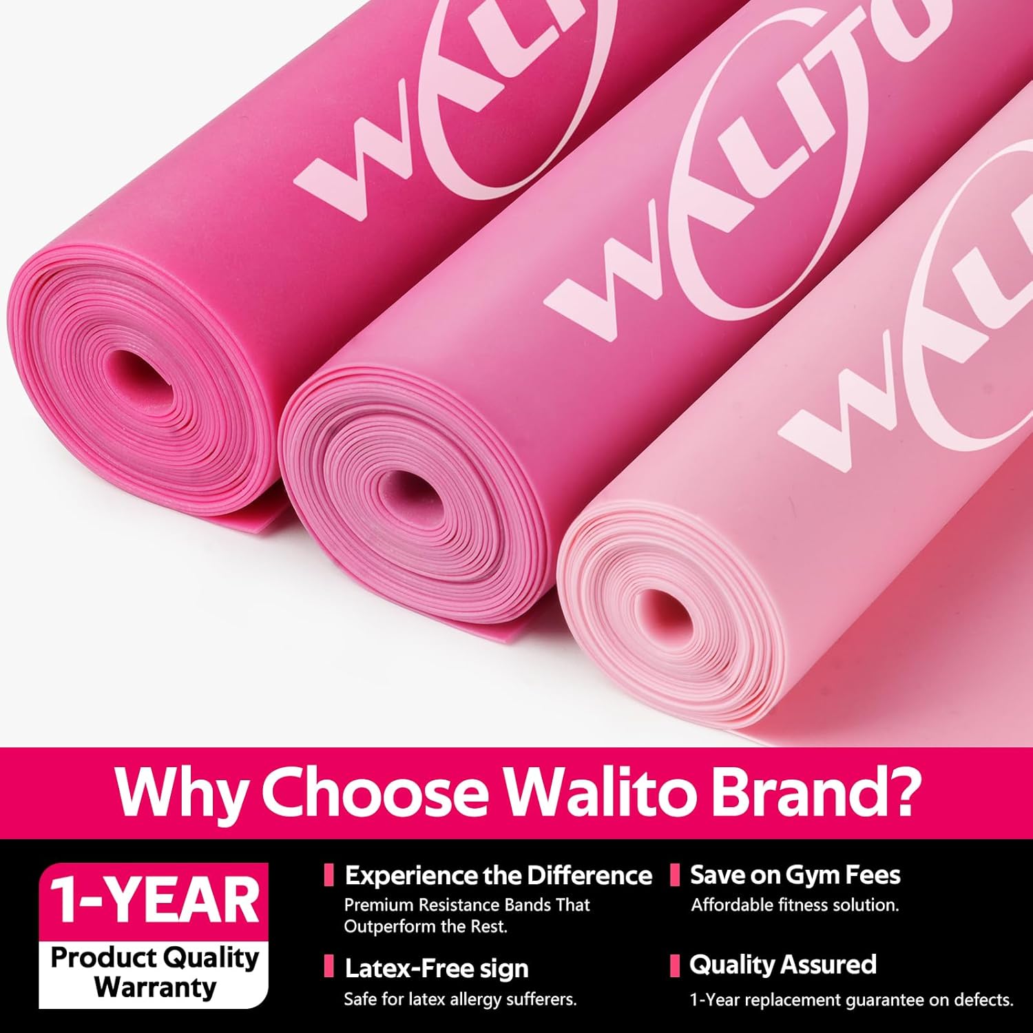 WALITO Resistance Bands for Working Out, Exercise Bands for Women and Men, Workout Bands for Physical Therapy, Stretch, Recovery, Pilates, Rehab, Strength Training and Home Gym - Image 3