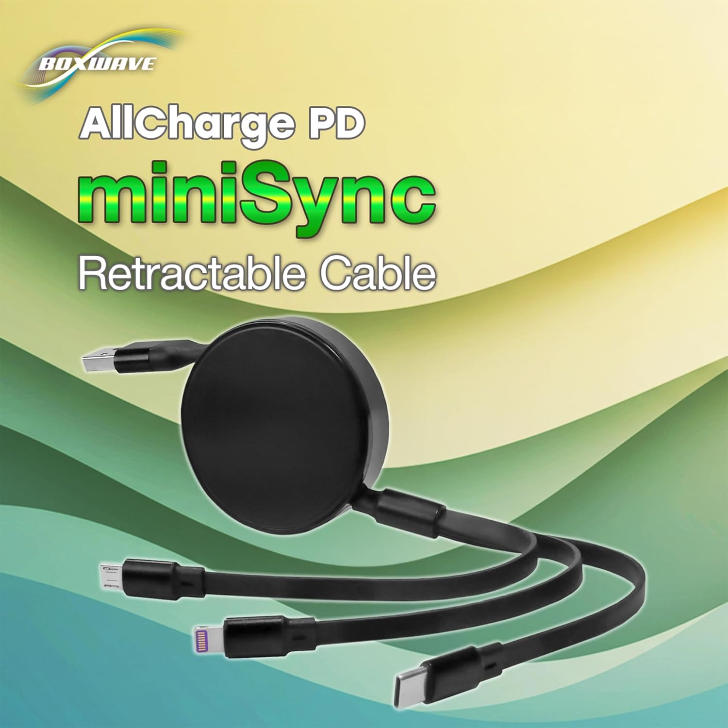 BoxWave Cable Compatible with Jumper J1 Convertible Laptop (16 in) - AllCharge PD miniSync (100W), Retractable High-Speed Charging Portable USB Cable - Jet Black - Image 9