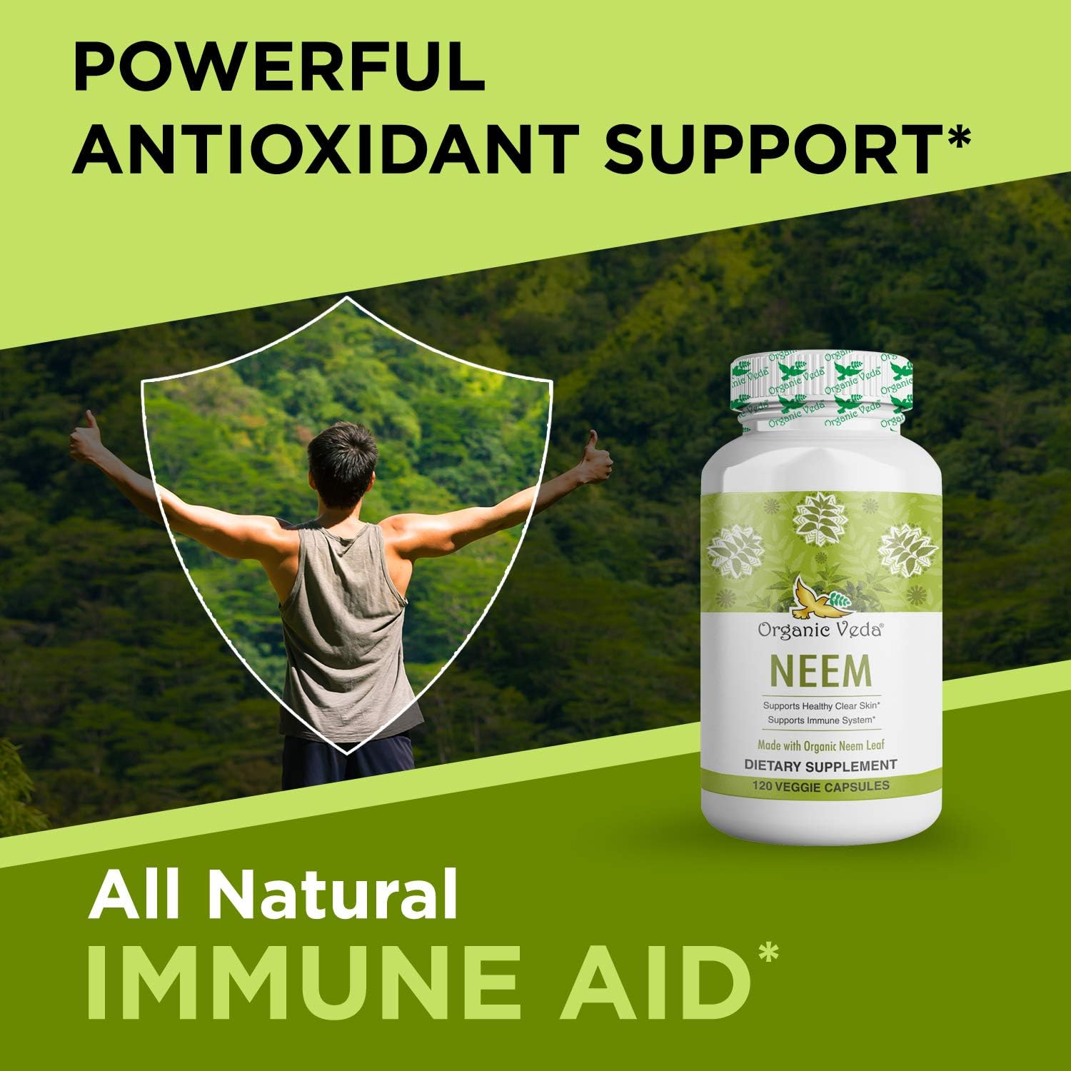 Organic Veda Neem Capsules, 1000mg - Organic Herbal Supplement Made with Ayurvedic India Neem Leaf Powder - Supports Radiant Skin, Immune, Detox, Healthy Inflammatory Response - 120 Veggie Capsules - Image 5