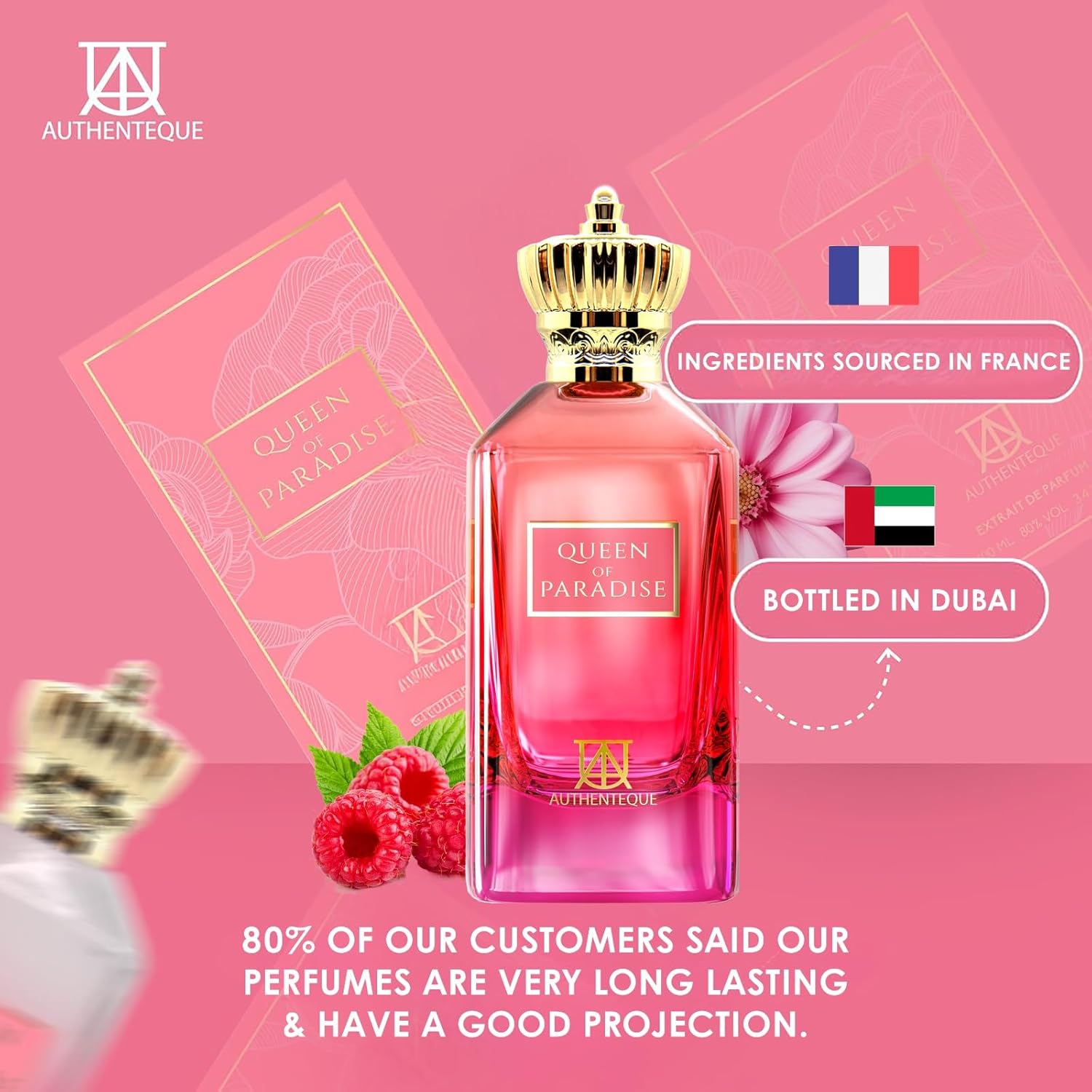 Queen of Paradise - Long lasting Arabian Perfumes for Women - Sweet Strawberry & Vanilla Fragrance - Extrait De Parfum 3.4oz (100ml) - Luxury Dubai Perfume, Exotic, EDP - Image 5